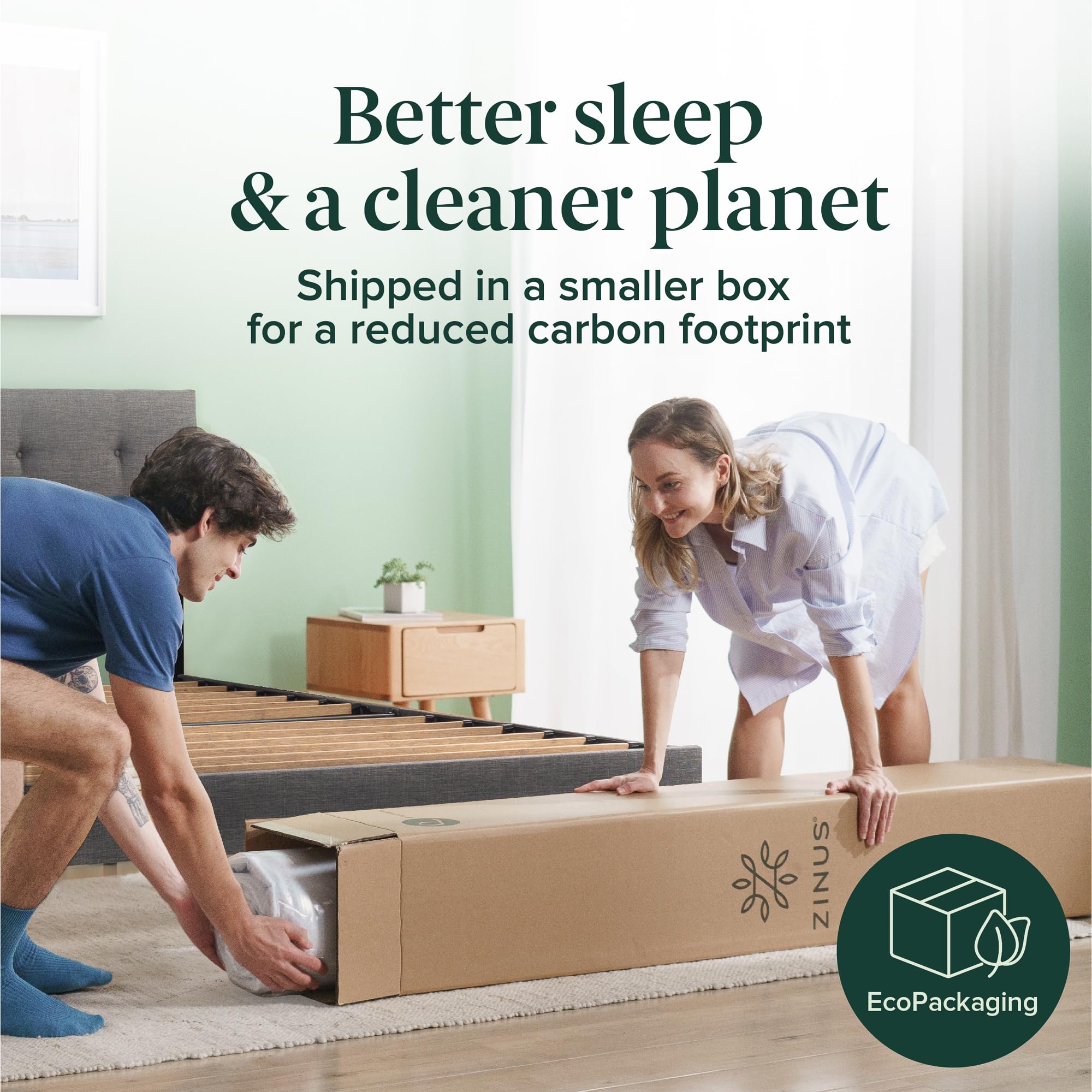Zinus 6 Inch Spring Sensation Hybrid Mattress [New Version], Full, Fiberglass Free, Medium Firmness, Durable Support, Certified