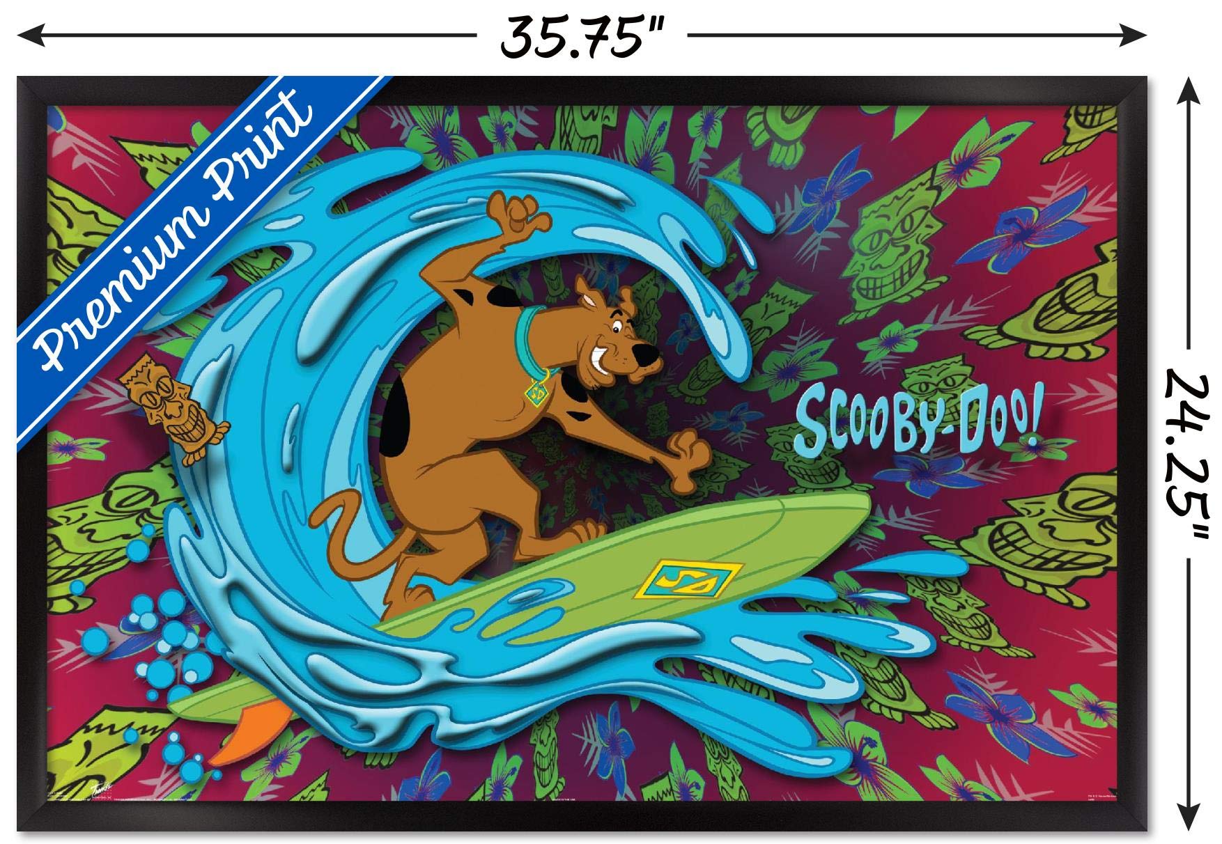 Trends International Scooby-Doo - Surf Wall Poster, 22.375'' X 34'', Black Framed Version