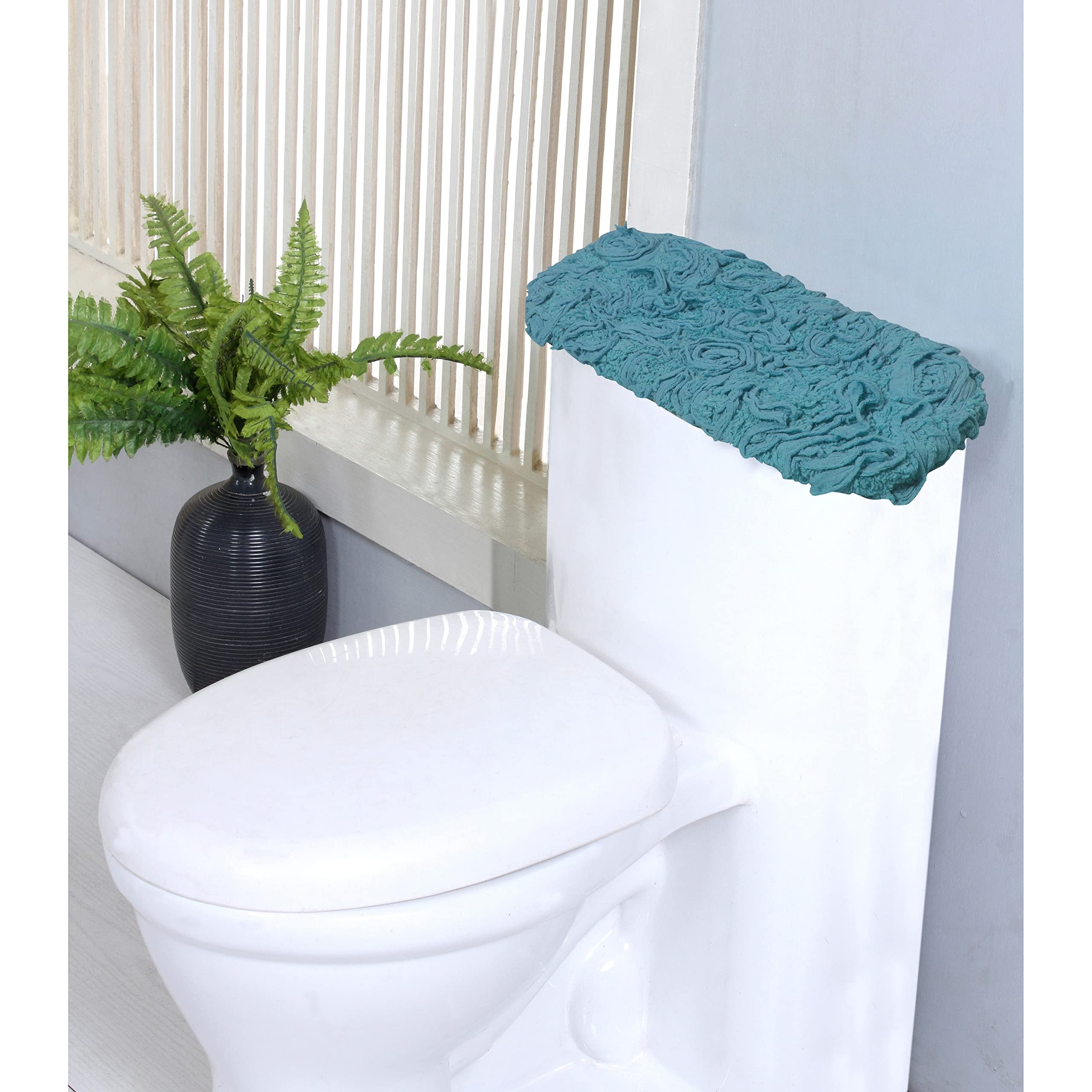 Home Weavers Bell Flower Collection 10X22 Tank Lid Cover 100% Cotton Tufted Bath Rugs, Extra Soft And Absorbent Bath Rugs, Non-S