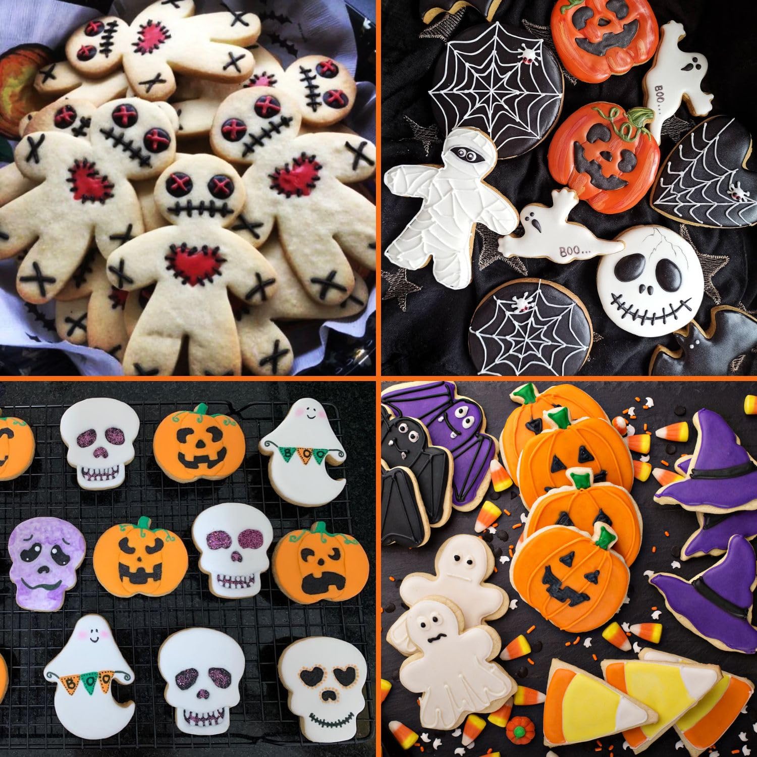 Crethinkaty 10 Pieces Halloween Cookie Cutters Set For Baking - Ghost,Bat,Cat,Gingerbread Man,Pumpkin,Skull,Round And Witch'S Ha