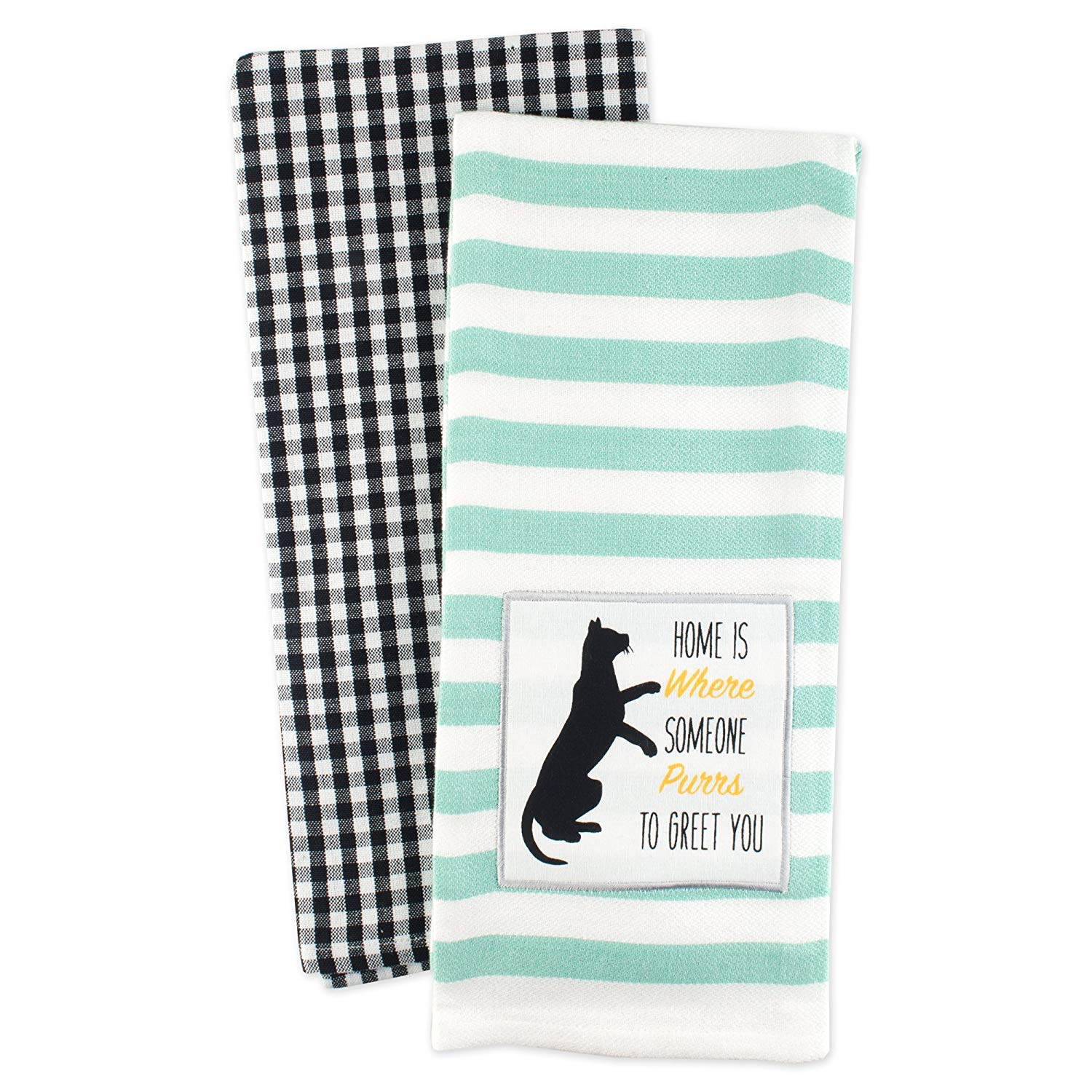 Dii Everyday Pets Kitchen Collection Absorbent Dishtowel Set, 18X28, Cat Greeting, 2 Count