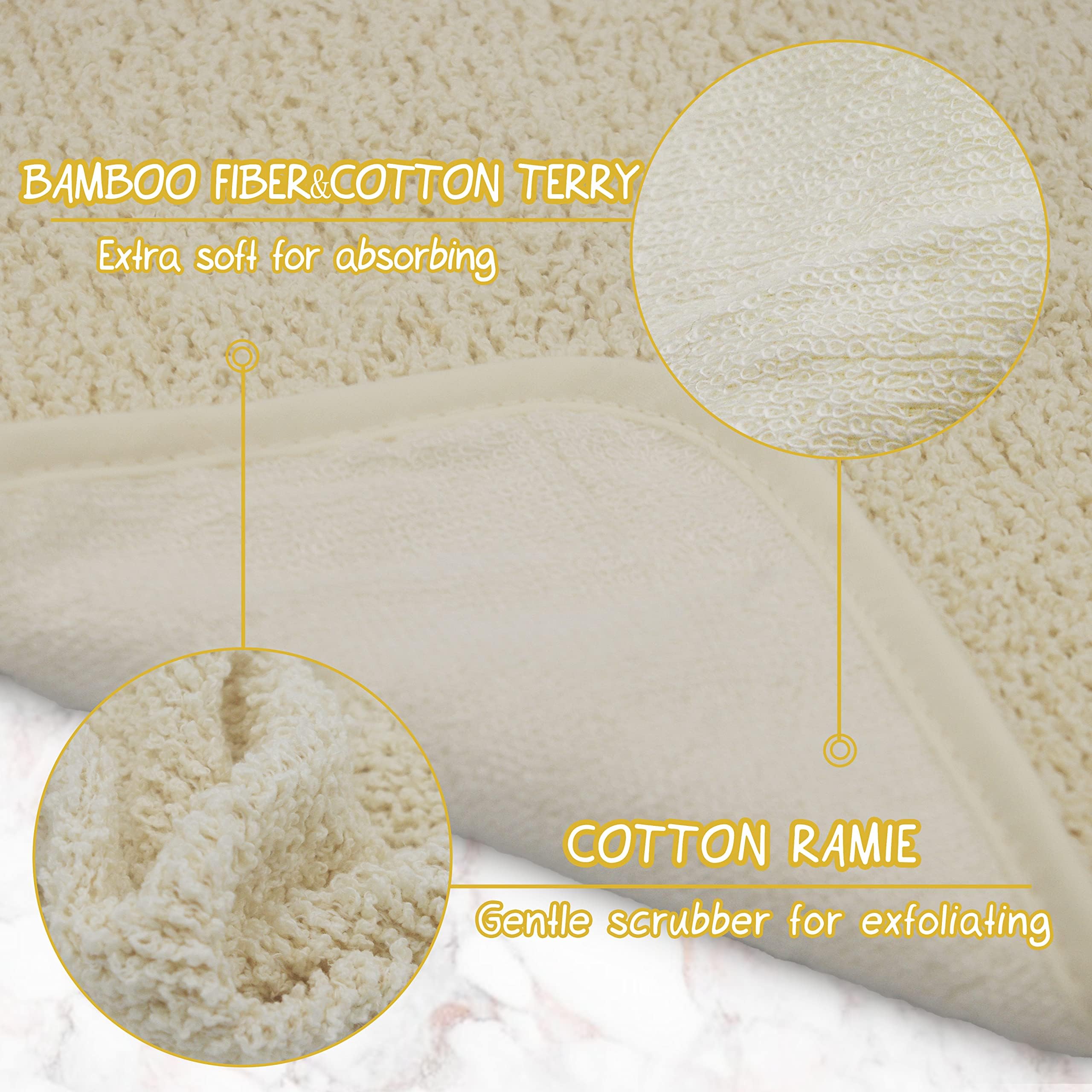 Natural Organic Ramie And Rayon Made From Bamboo Dual Sided Washcloths Hand Towels Ultra Soft For Shower Bath Spa, Gentle For Bo