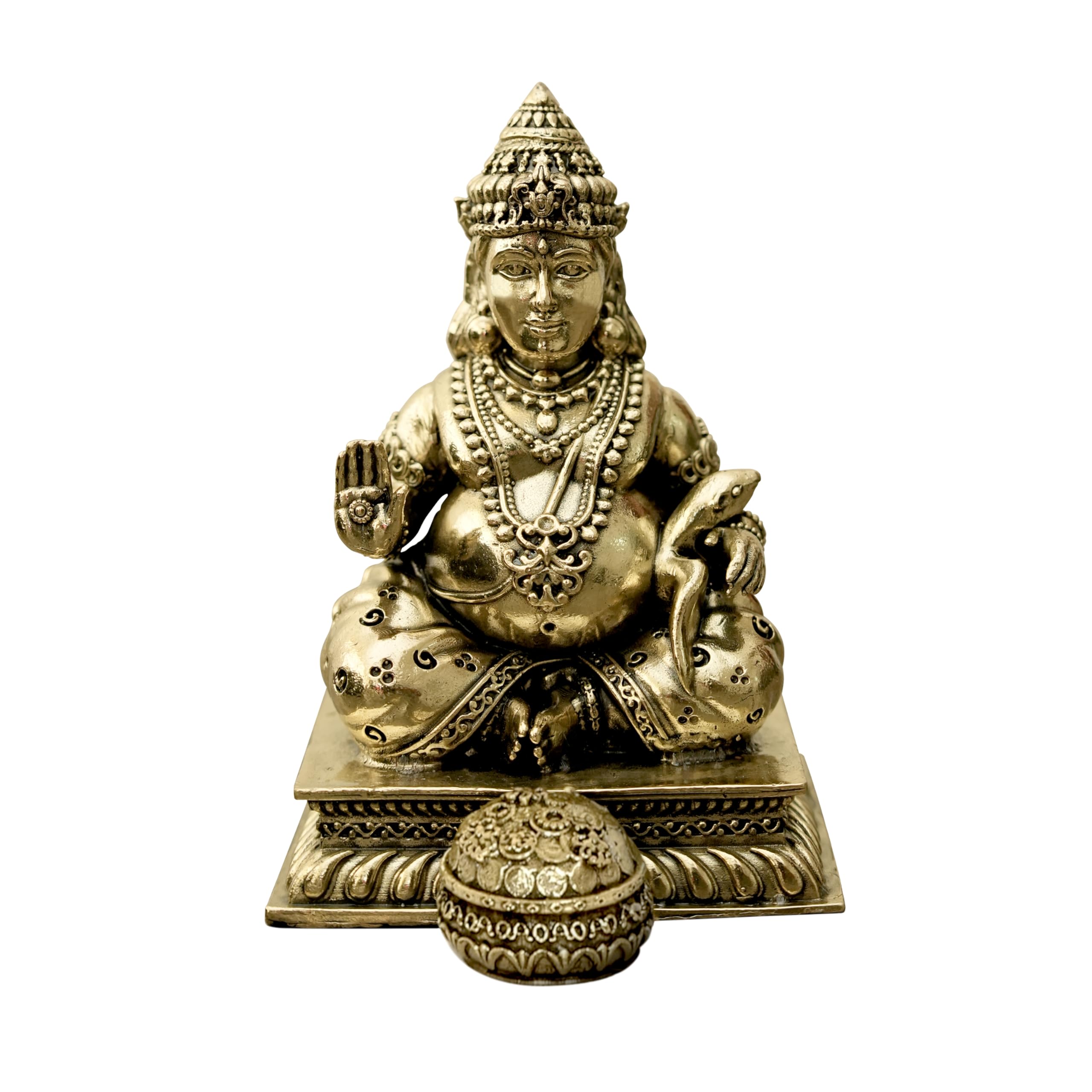 Brongs Brass Kuber Statue | Height - 10 Cm Aprrox | Weight - 226 Gram Approx | Vastu Idol For Home And Office | Zonal Placement 