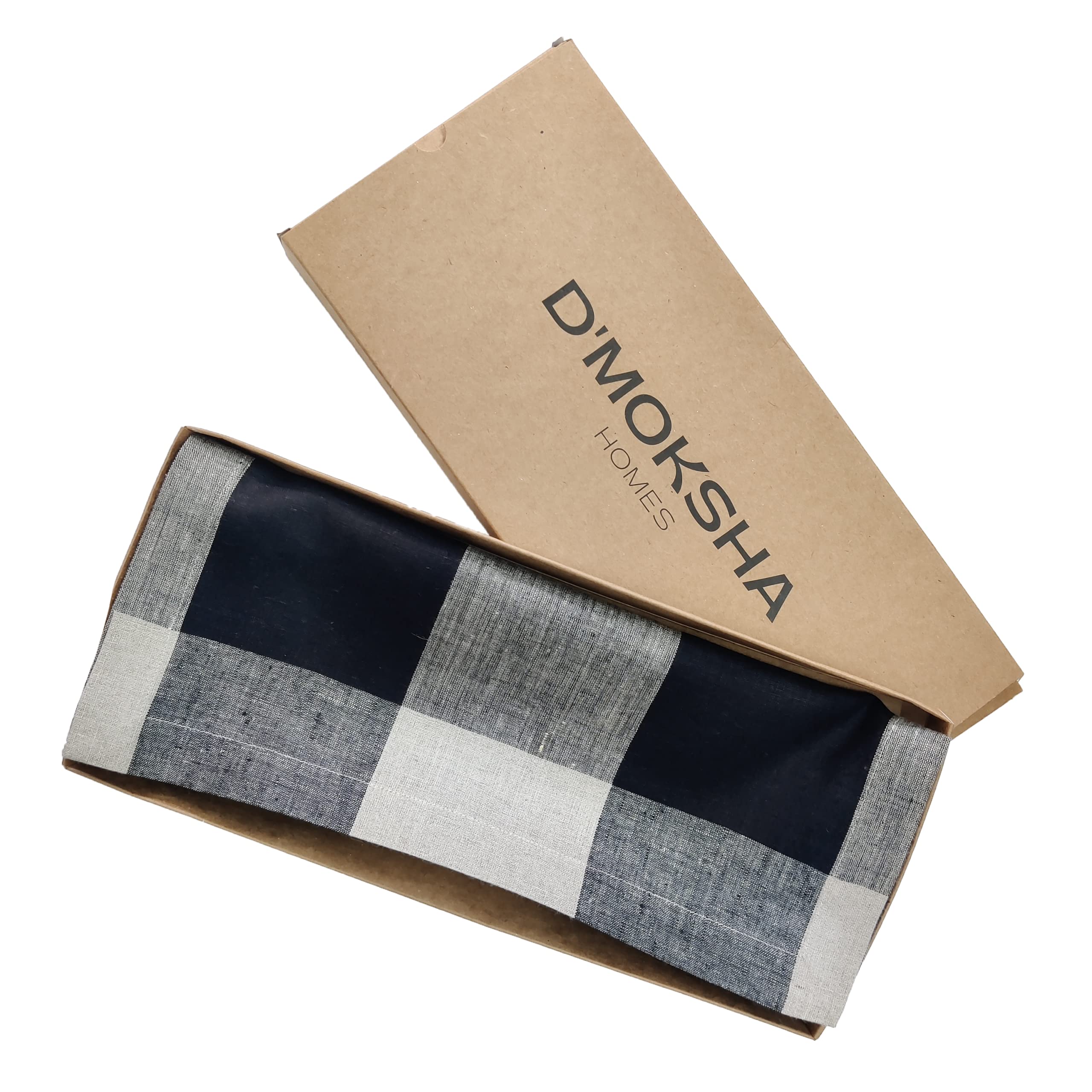 D'Moksha Homes Buffalo Check Linen Placemats Set Of 4-100% Pure Linen Black And Natural Plaid Placemats 14 X 19 Inch - Machine W