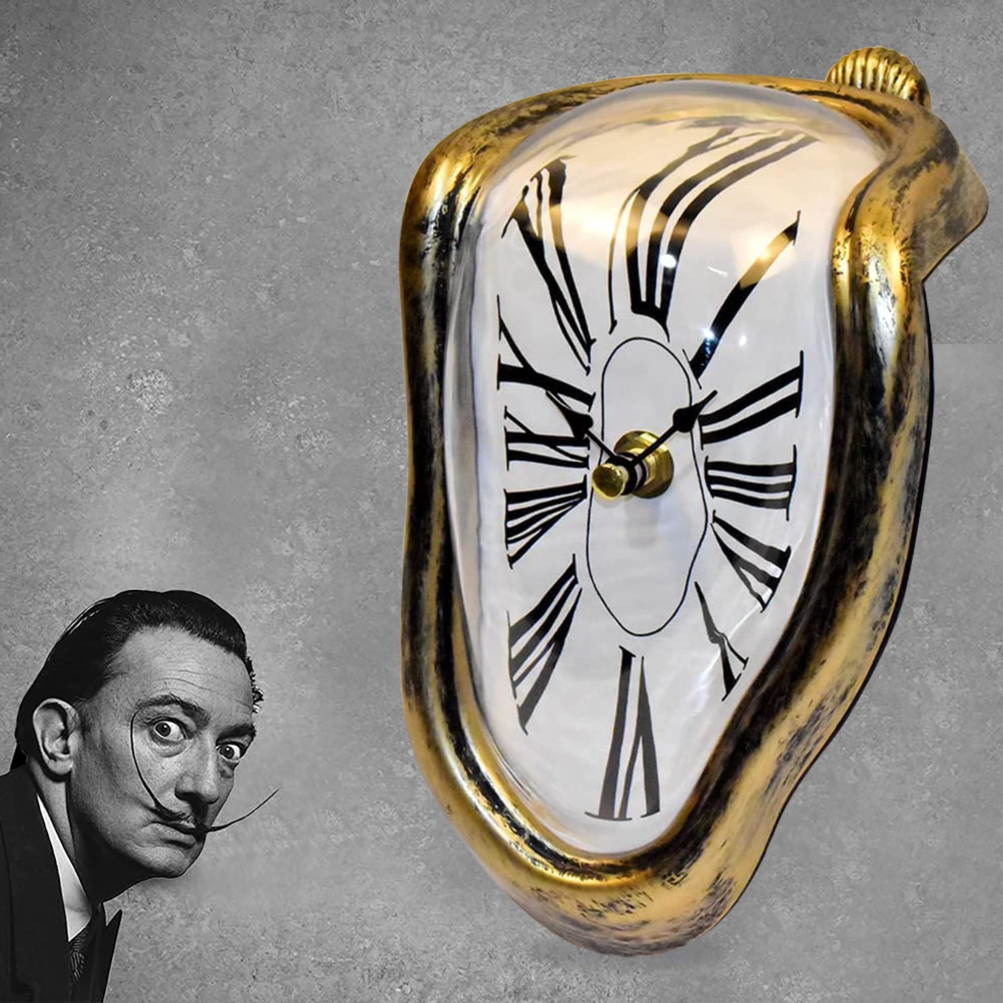FAREVER Melting Clock, Salvador Dali Watch Melted Clock for Decorative Home Office Shelf Desk Table Funny Creative Gift,Rome Ant