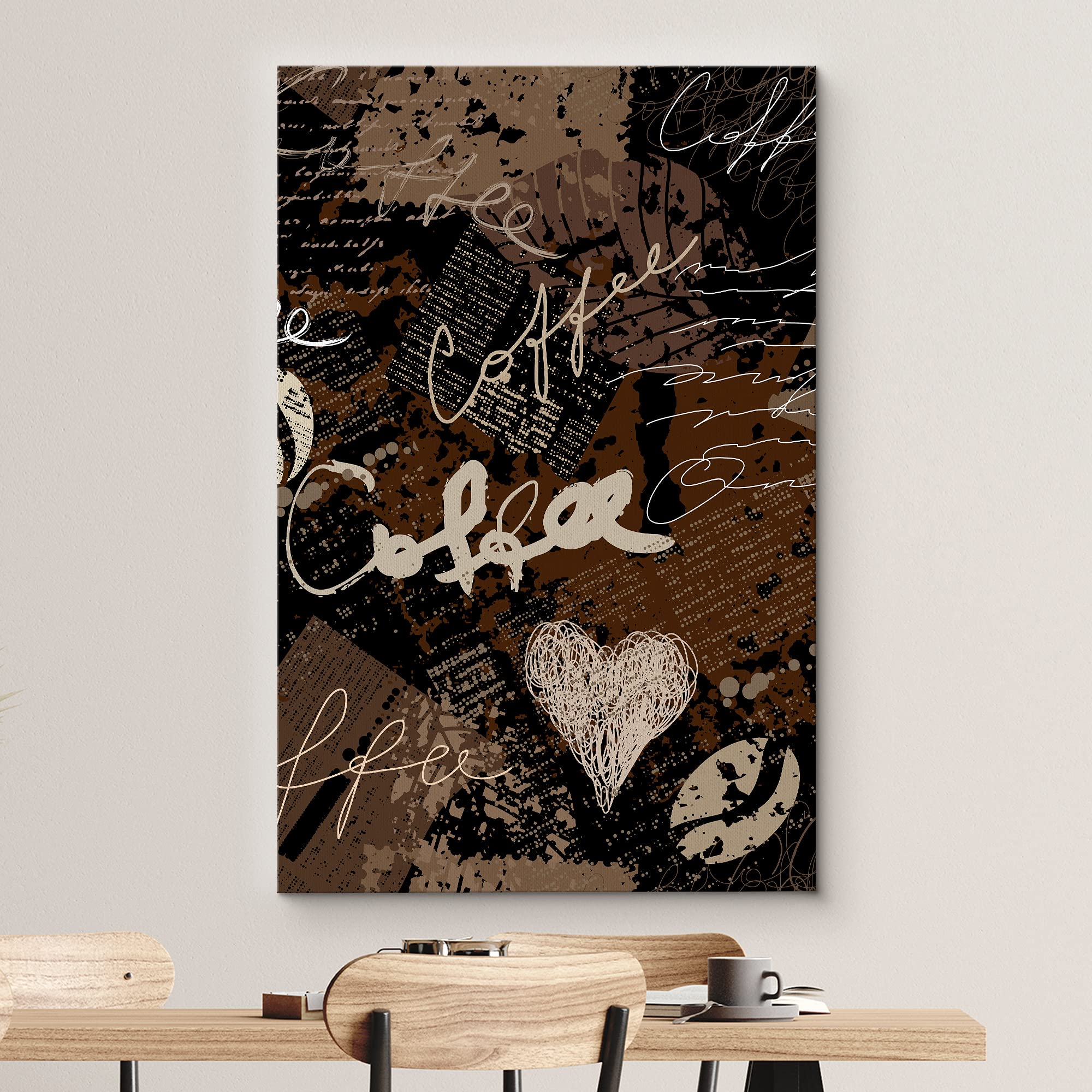 Wall26 Canvas Wall Art - Grunge Style Coffee Concept Art - Giclee Print Gallery Wrap Modern Home Art Ready To Hang - 24X36 Inche