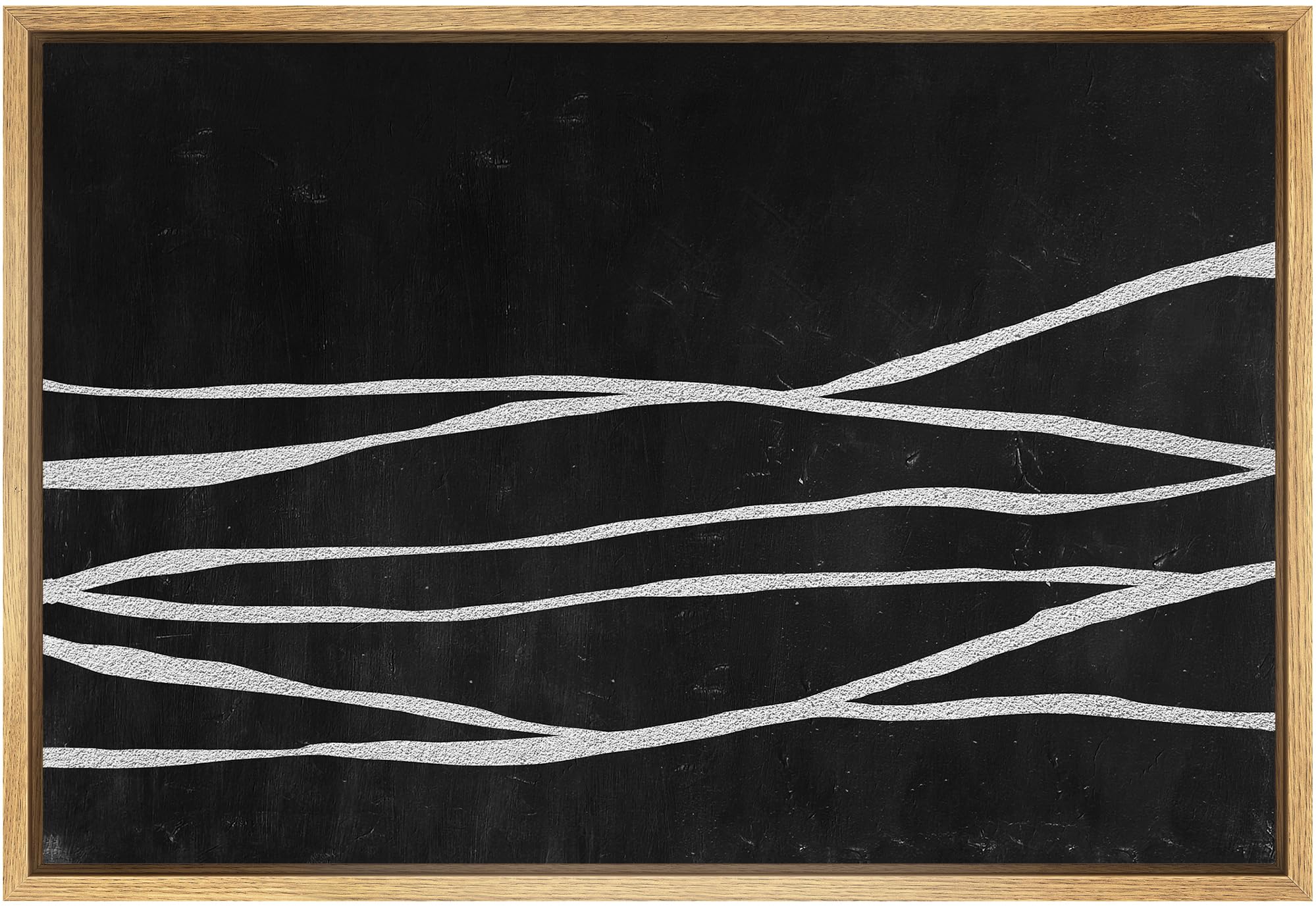 Signwin Framed Canvas Print Wall Art Black And White Dark Line Abstract Mid Century Modern Art Minimalist Geometric Shape For Li