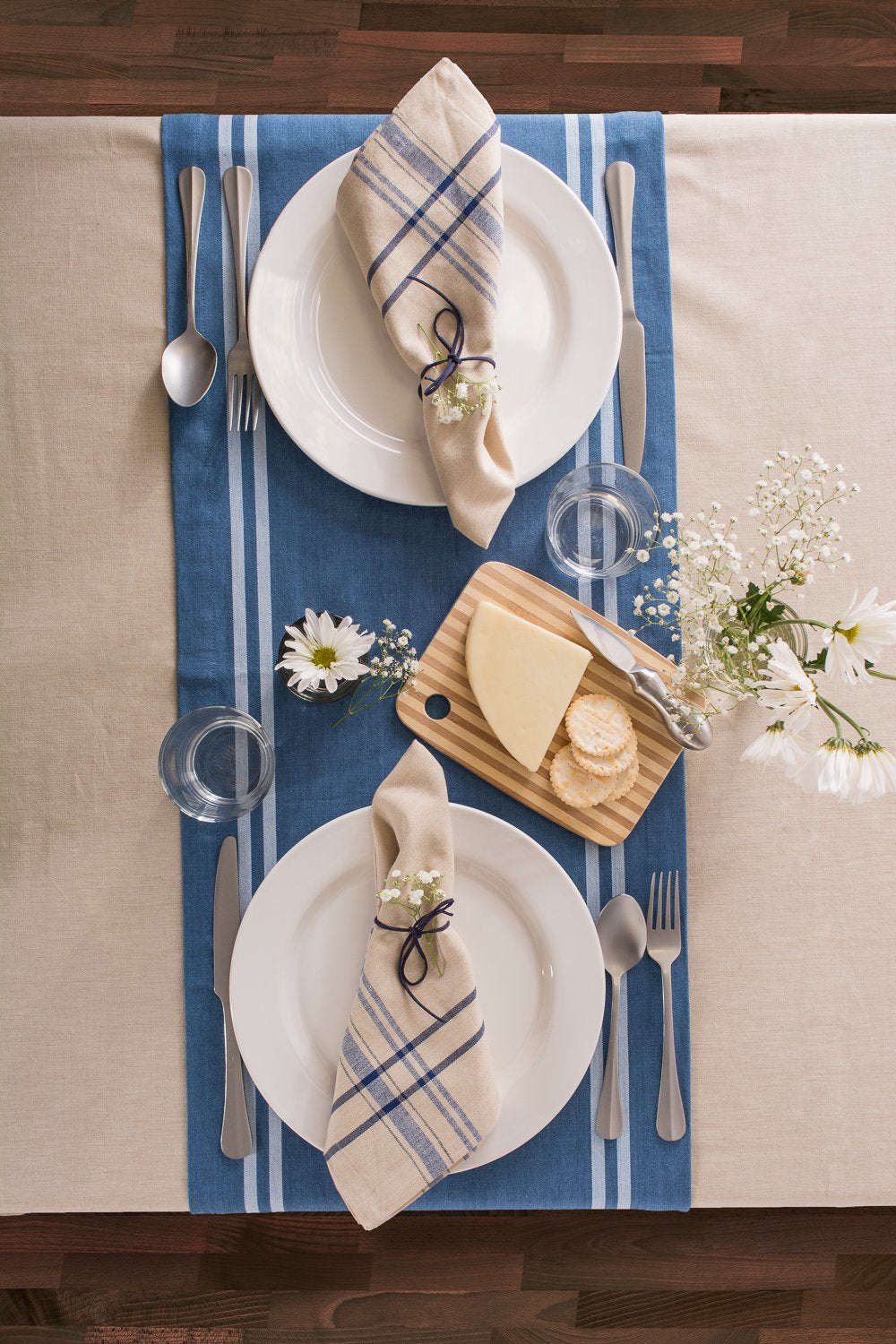 DII Blue Chambray French Stripe Table Runner