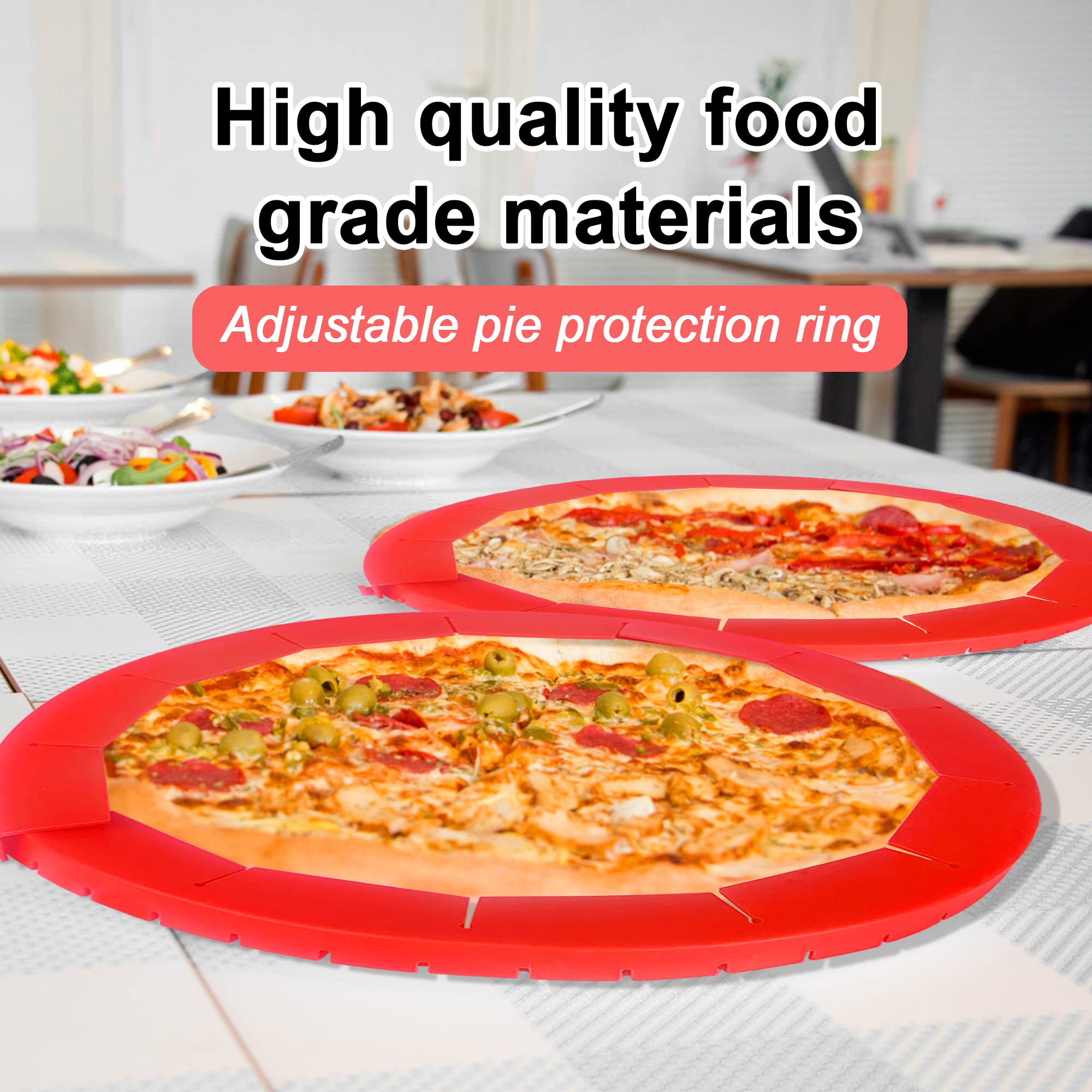 Quwolace 2 Pack Adjustable Silicone Crust Shield, Bpa-Free Pie Crust Protector Cover Kitchen Tool For Baking Pizza, Fit 8-10.7 I