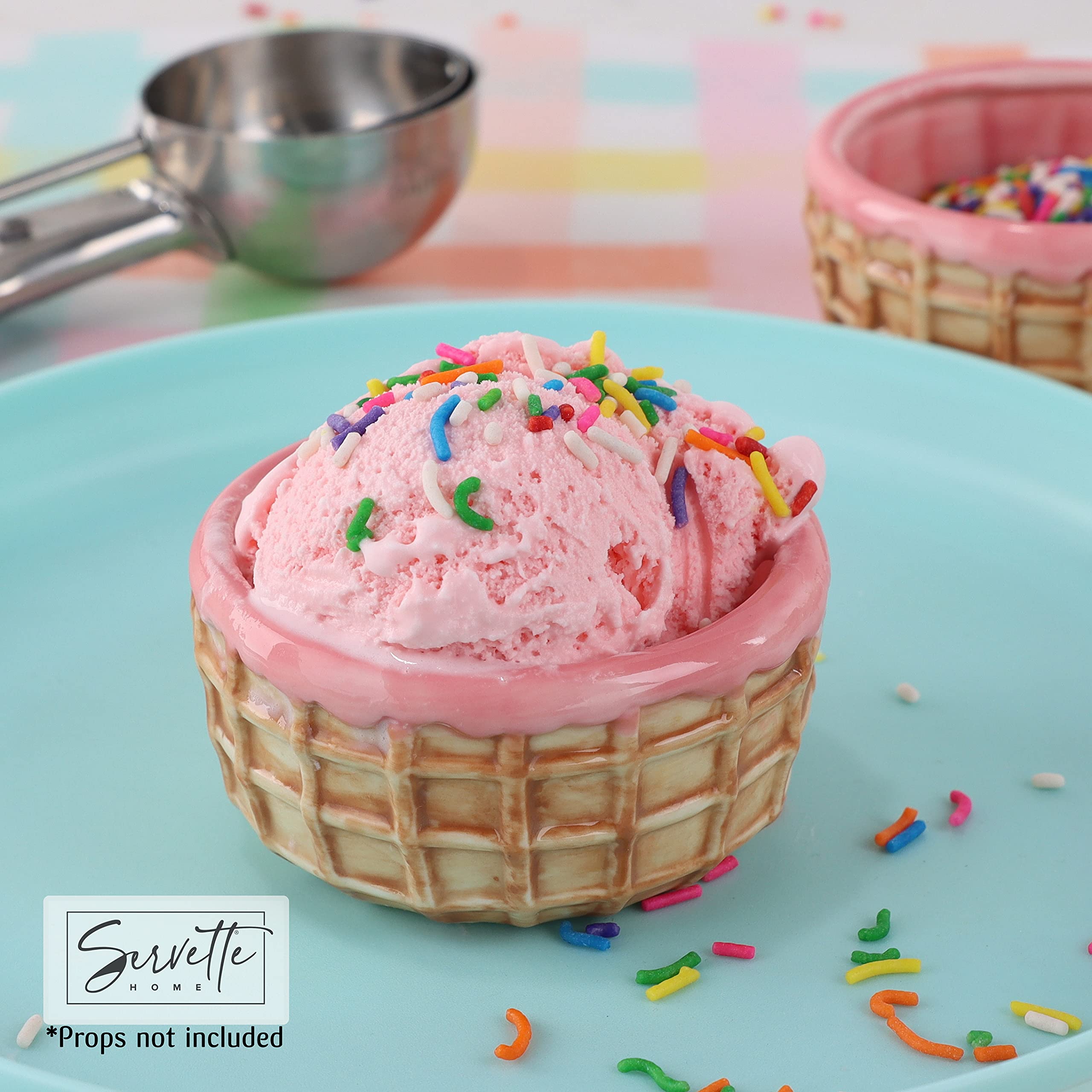 Pink Ice Cream Sundae Dessert Bowl 6Oz - Set Of 2