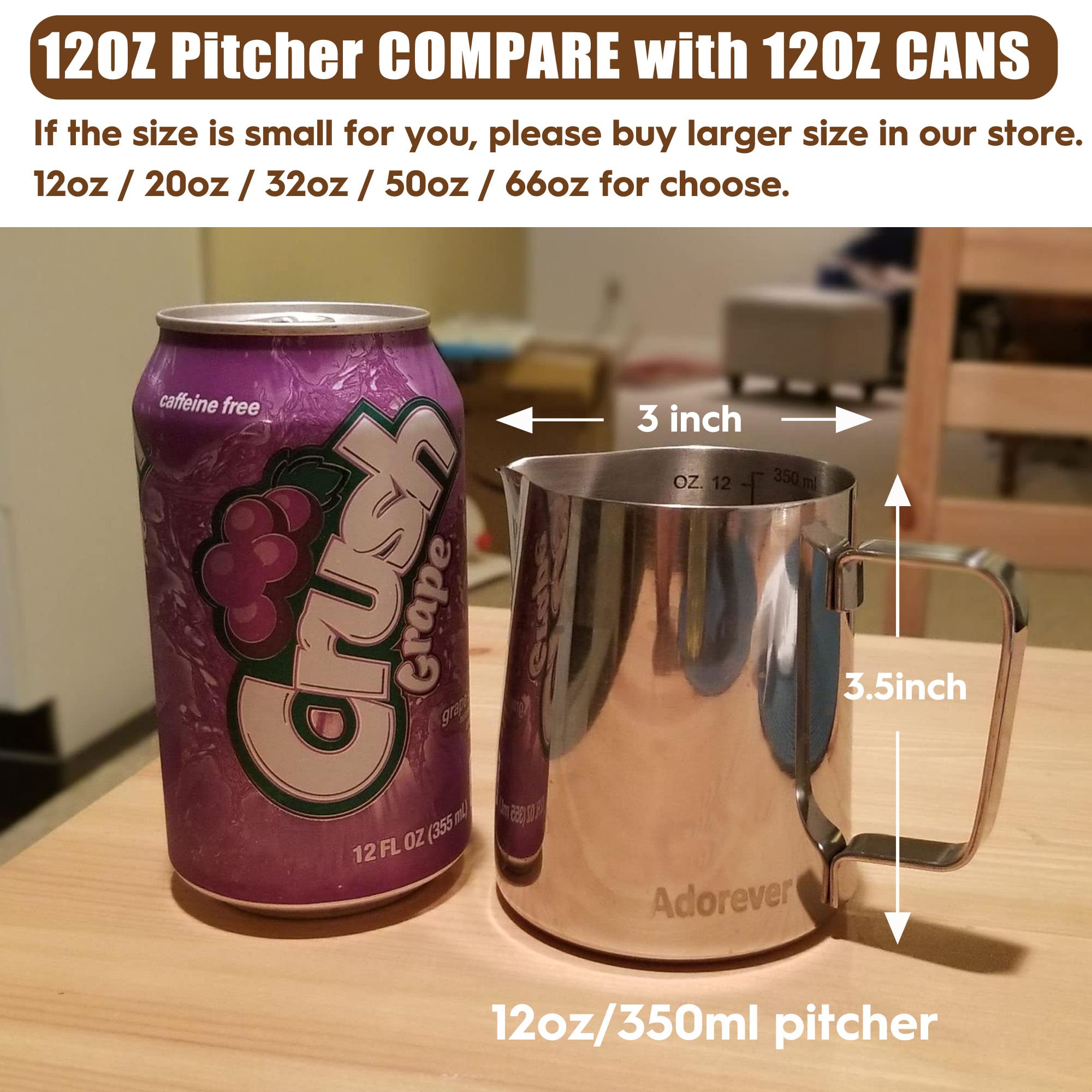 Milk Frothing Pitcher 350Ml/600Ml/900Ml/1500Ml (12Oz/20Oz/32Oz/50Oz) Steaming Pitchers Stainless Steel Milk/Coffee/Cappuccino/La