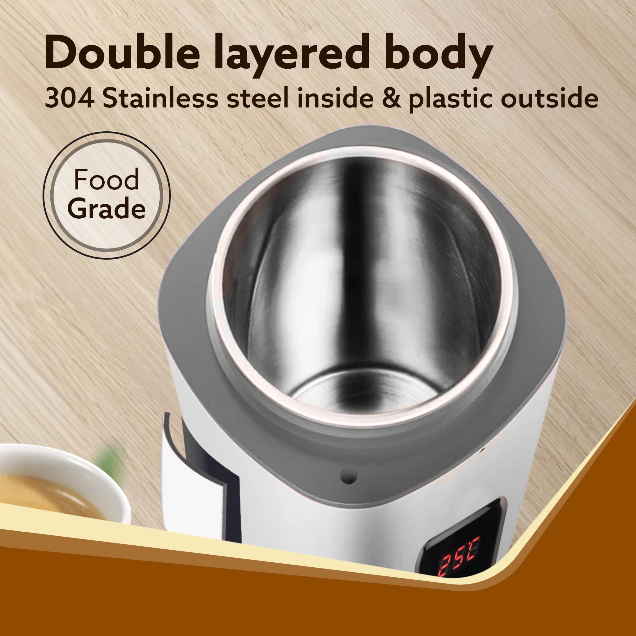 Agaro Delite Portable Electric Kettle, 500 Ml, Fast Boiling, Adjustable Temperature, Keep Warm, Dechlorination, Porridge, Double