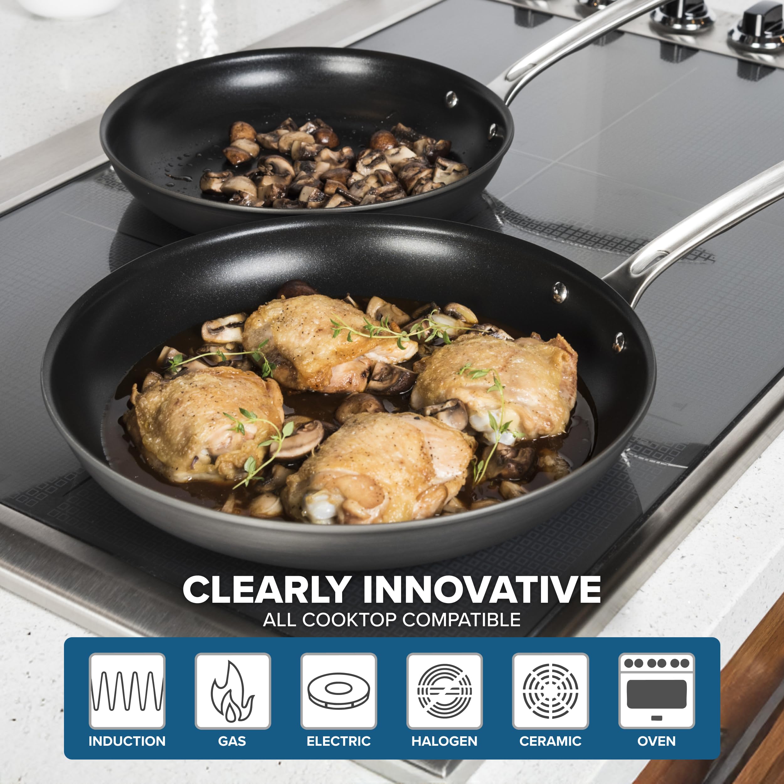 VIKING 40051-1182-1012 Hard Anodized Nonstick Fry Pan Set  10 Inch and 12 Inch  Gray