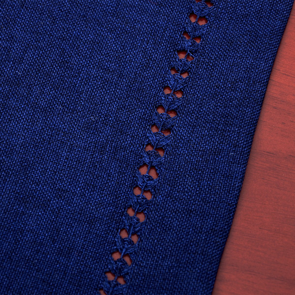 Grelucgo Handmade Hemstitch Solid Navy Blue Nautical Rectangular Table Runner Or Dresser Scarf (14 X 108 Inch)