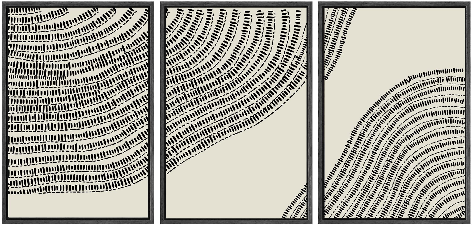 Signwin Framed Canvas Print Wall Art Set Line Art Geometric Wood Tree Ring Nature Wilderness Illustrations Modern Art Decorative