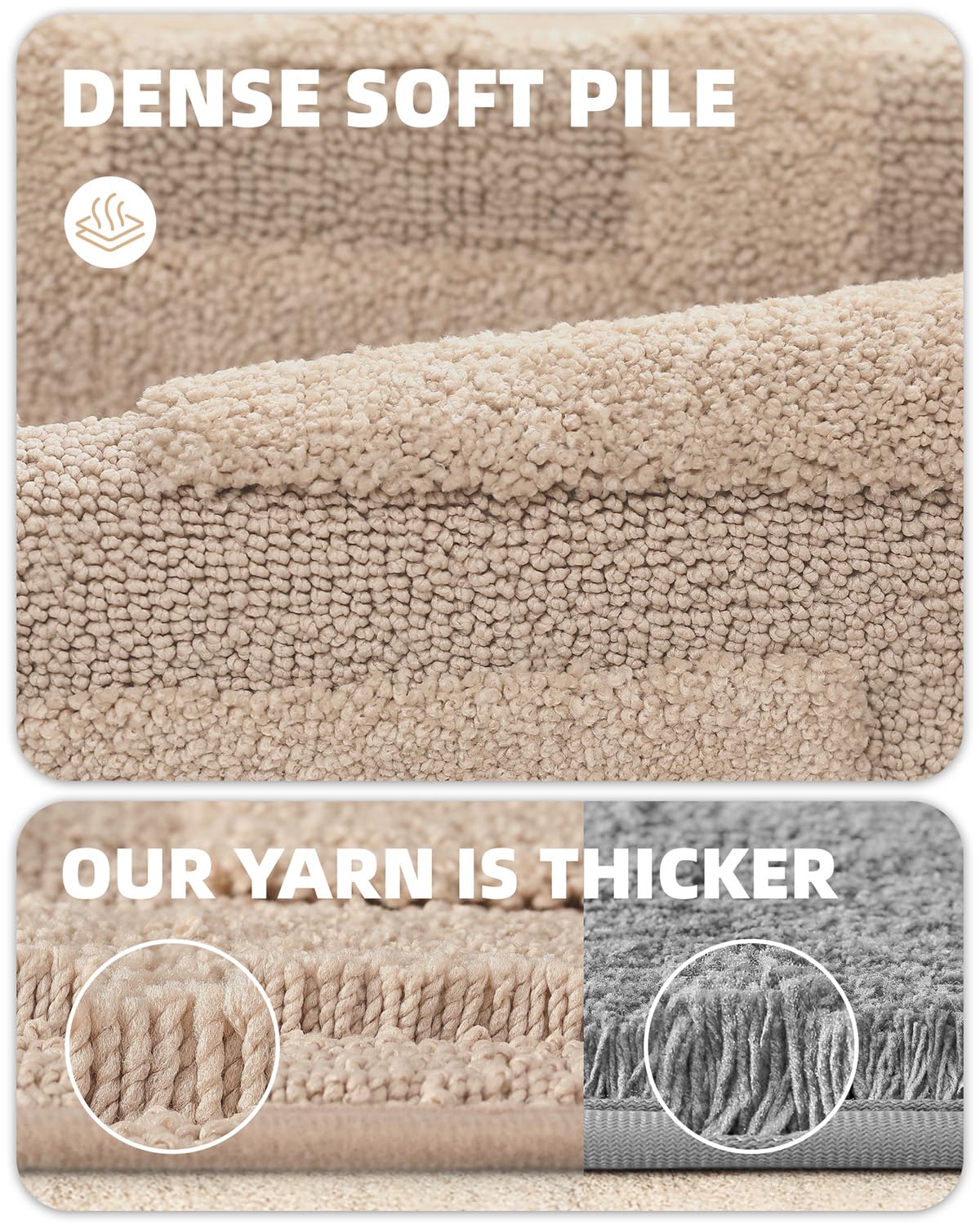 Color G Beige Bathroom Rugs - Refresh Your Bathroom with Absorbent Light Brown Microfiber Bath Mat - Non Slip  Soft  Washable  Quick Dry  24?36?Bath Rug Bathroom Carpet for Shower