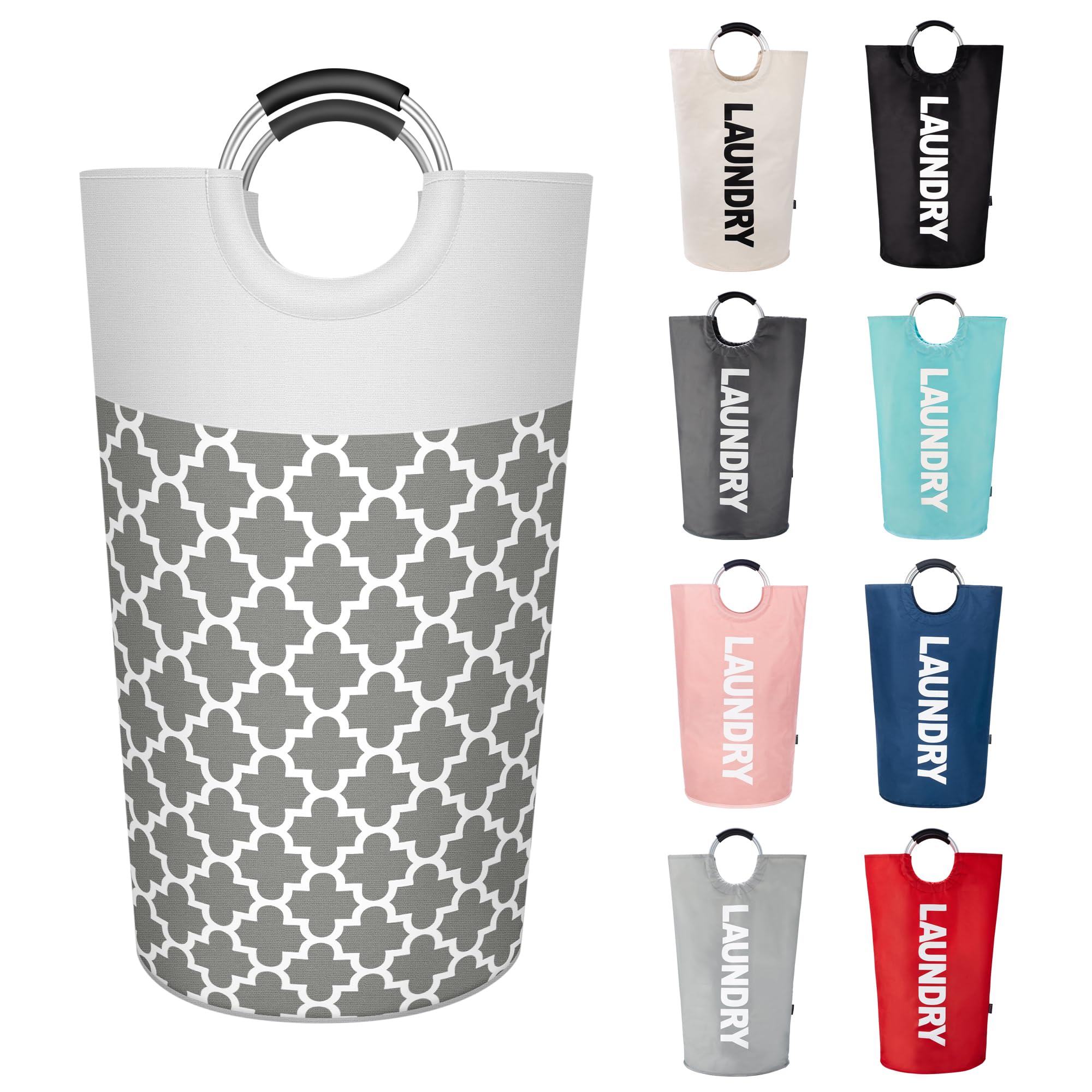 Caroeas 90L Light Laundry Basket (13 Colors)  Waterproof Laundry Hamper  Laundry Bag with Padded Handles  Clothes Hamper Stands Up Well  Collapsible Laundry Basket Easy Storage