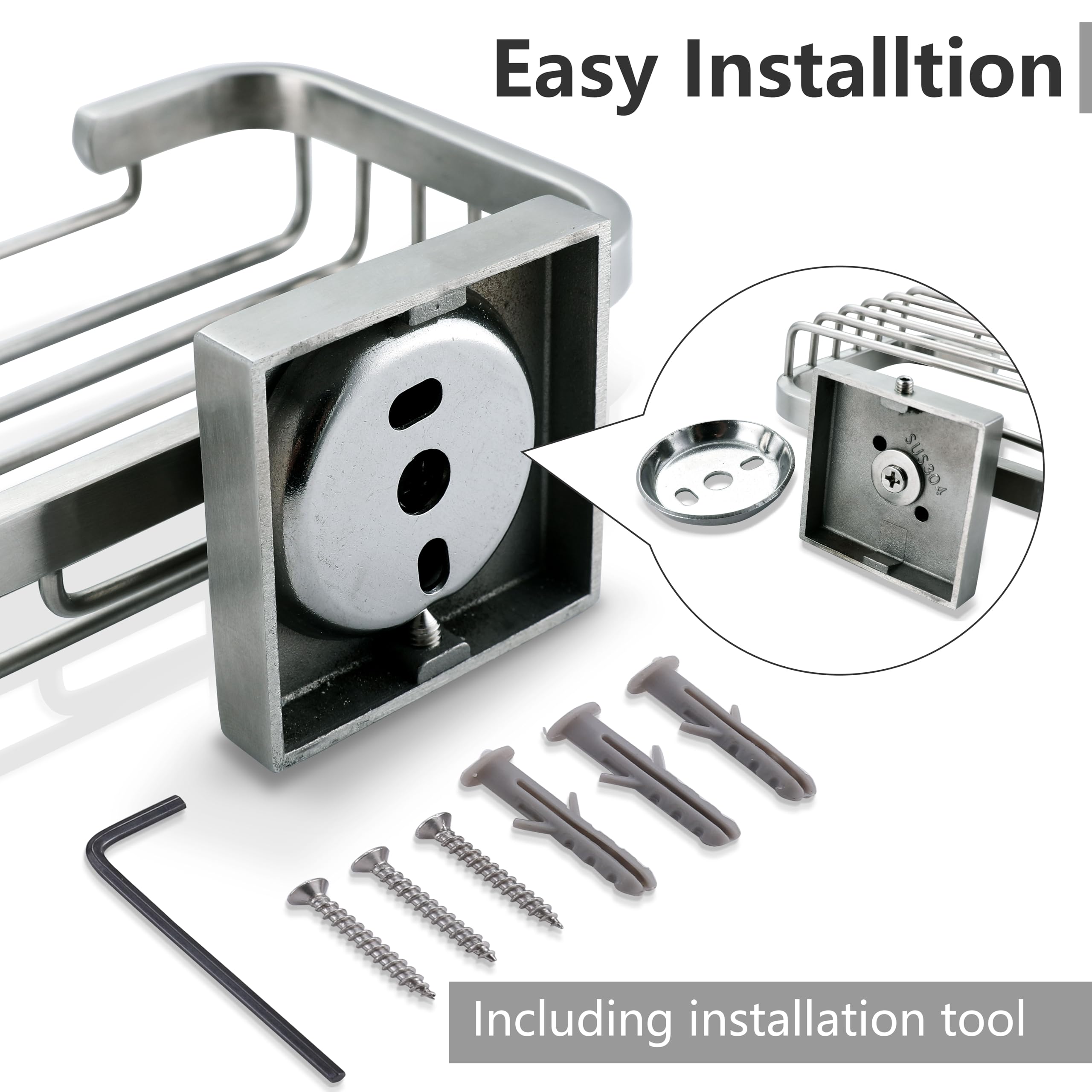 Seido Soap Dish For Shower Wall, 304 Stainless Steel Soap Dish, Wall Mounted Soap Dish Bathroom & Kitchen Dish Soap Tray Shower