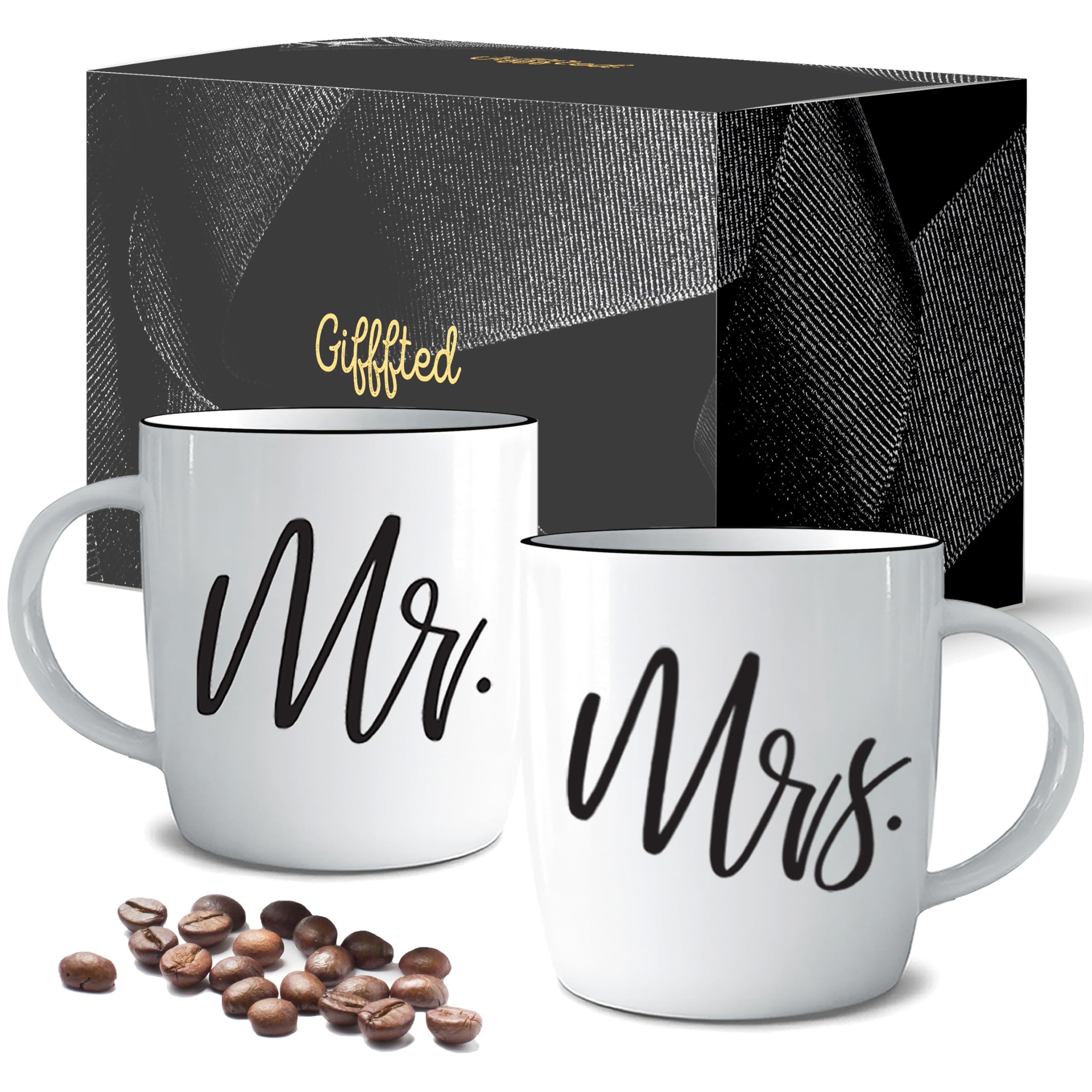 Triple Gifffted Mr And Mrs Coffee Mugs Couples Gifts Ideas For Christmas Wedding Anniversary Engagement Valentines,His Hers Pres
