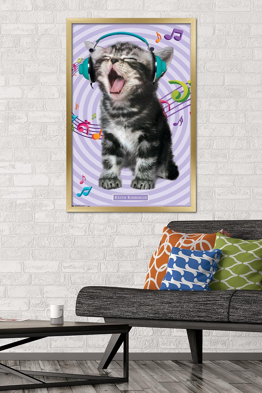 Trends International Keith Kimberlin - Kitten - Singing Wall Poster, 22.375'' X 34'', Gold Framed Version