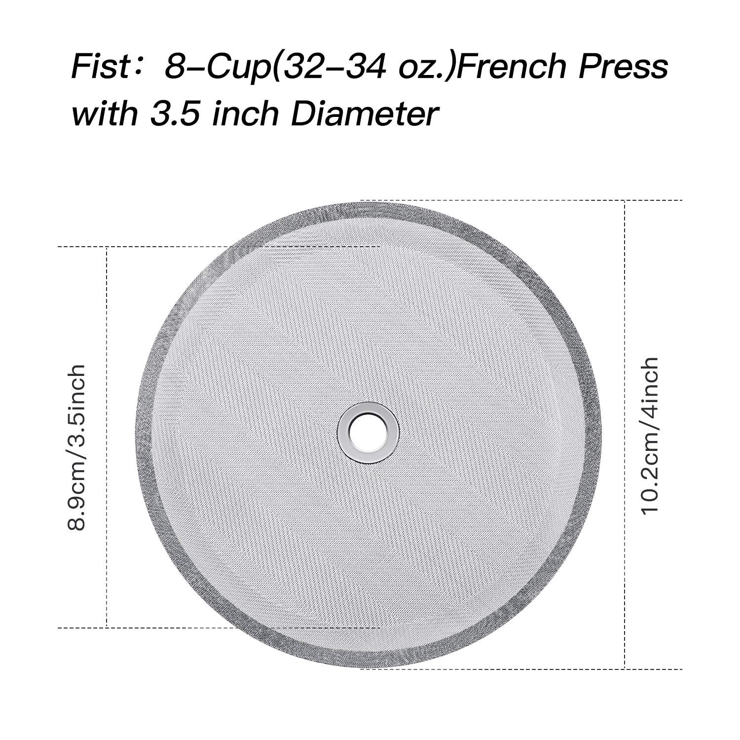 Boao 6 Pieces French Press Replacement Filters Mesh Filters Replacement 4 Inch Stainless Steel Replacement Screen For 1000 Ml, 3