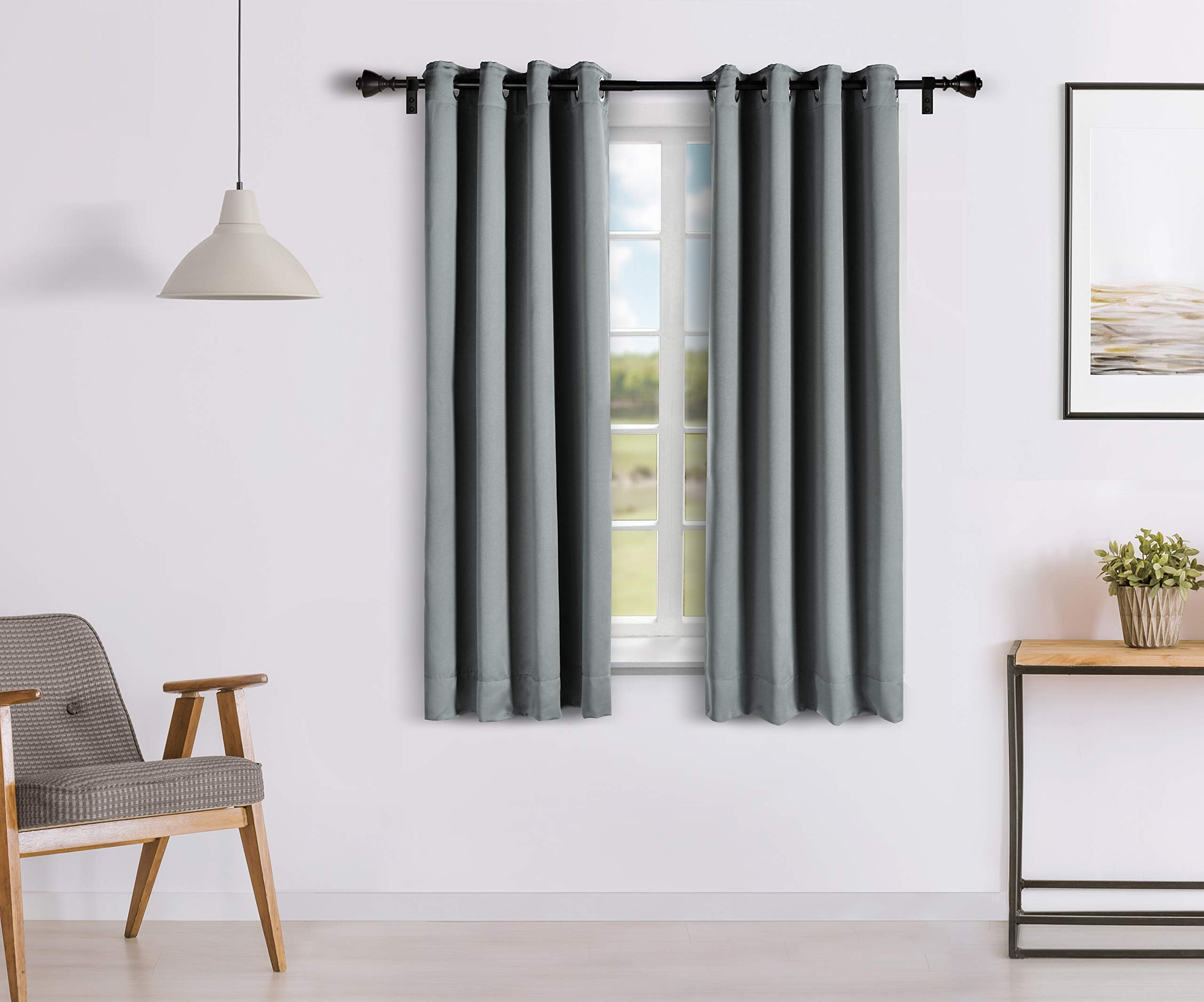 Amazon Brand - Solimo Room Darkening Blackout Window Curtain, 5 Feet, Set Of 2 (Grey)