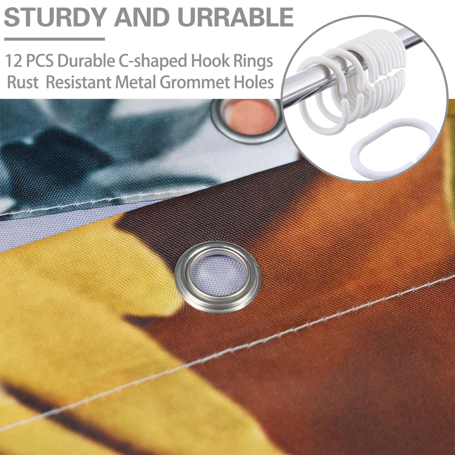 Mloabuc Hello Fall Flower Pumpkins Shower Curtain 72X72Inch, Autumn Plants On White Fall Shower Decor, Nature Print Decor Waterp