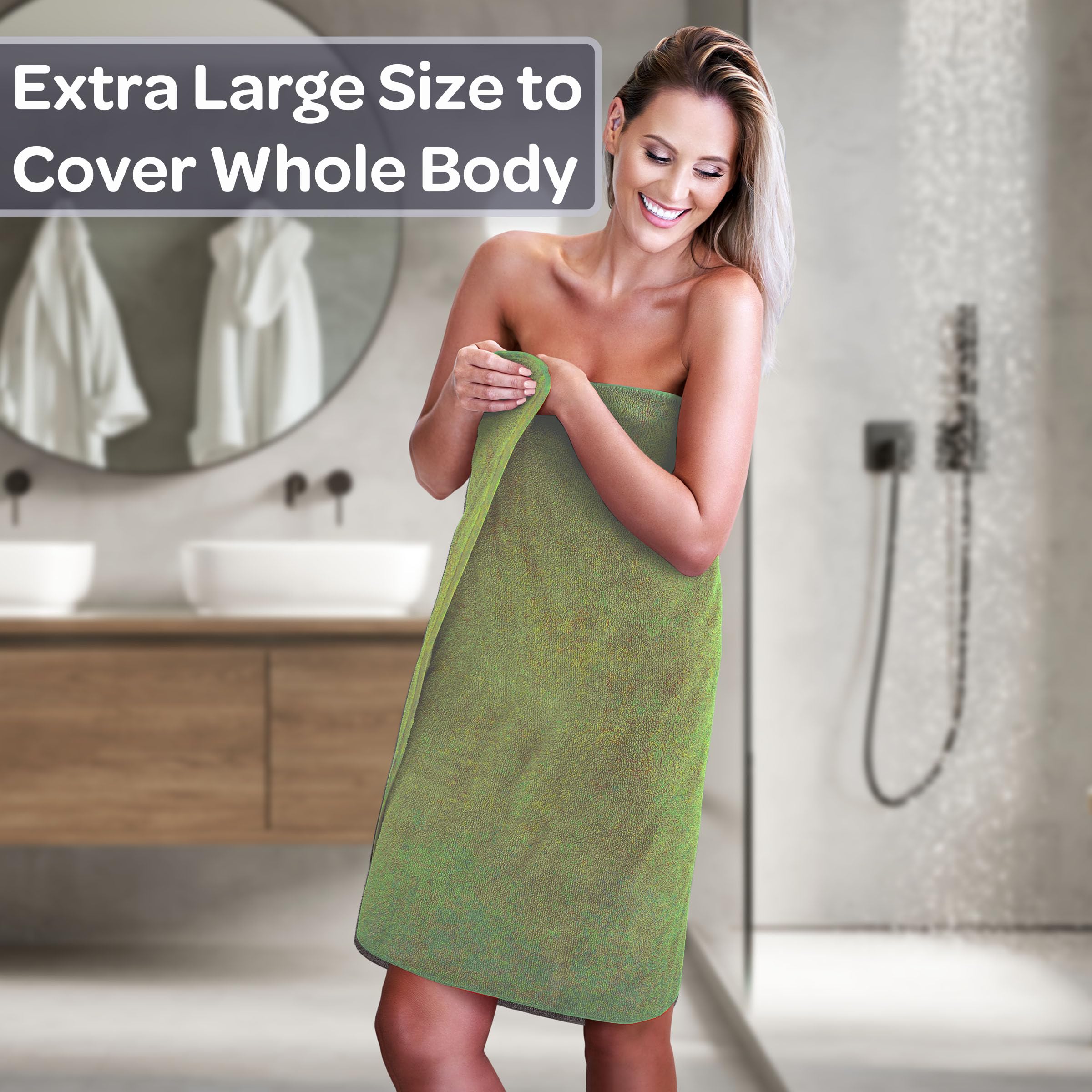 Lavish Home 100% Cotton Hotel 6 Piece Towel Set - Green  28''x54.5''x0.25''