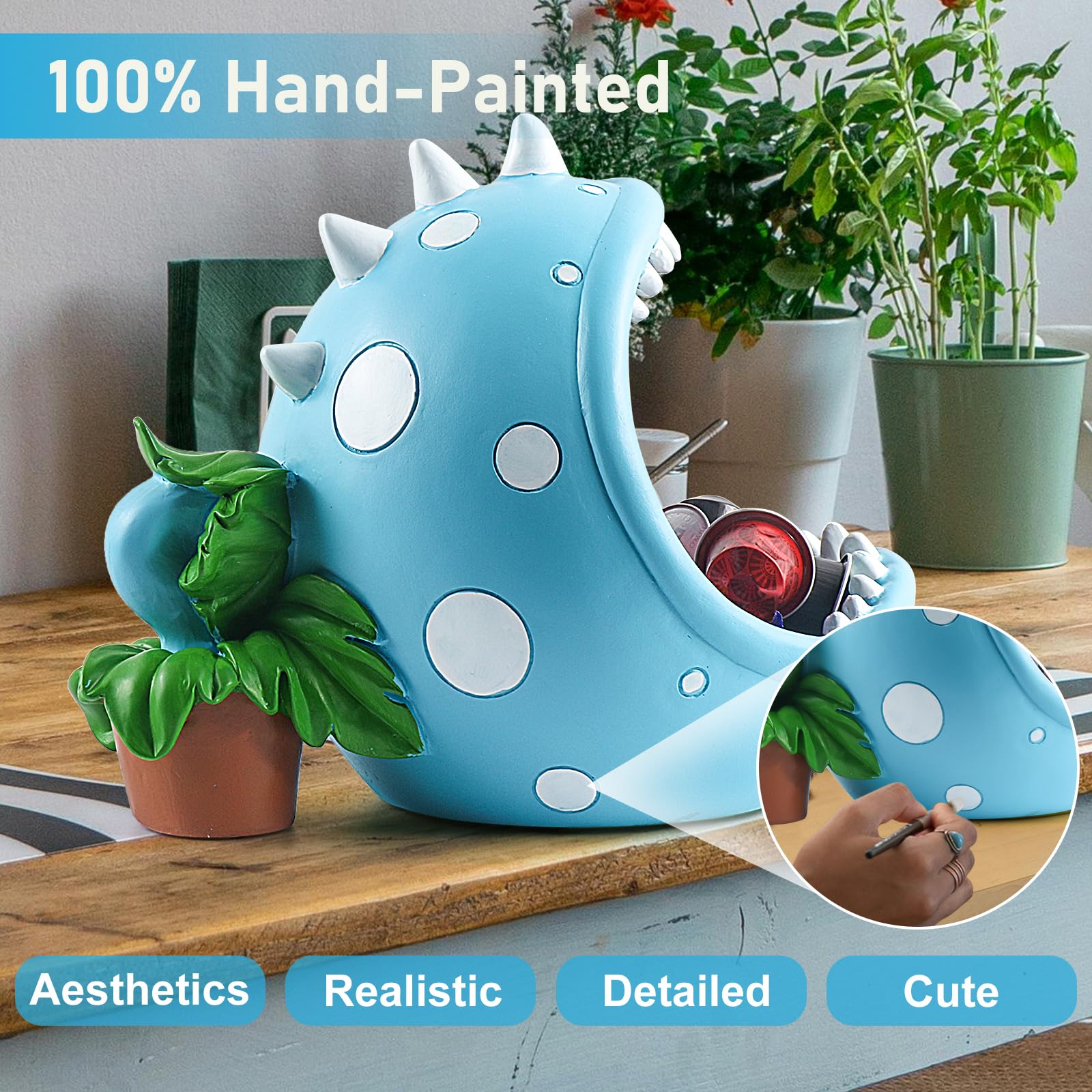 ehuoyan Piranha Plant Large Candy Bowl For Candy Dish Key Bowl Decorative Bowl Home Decorations Indoor Big Mouth Plant (Blue, Ex