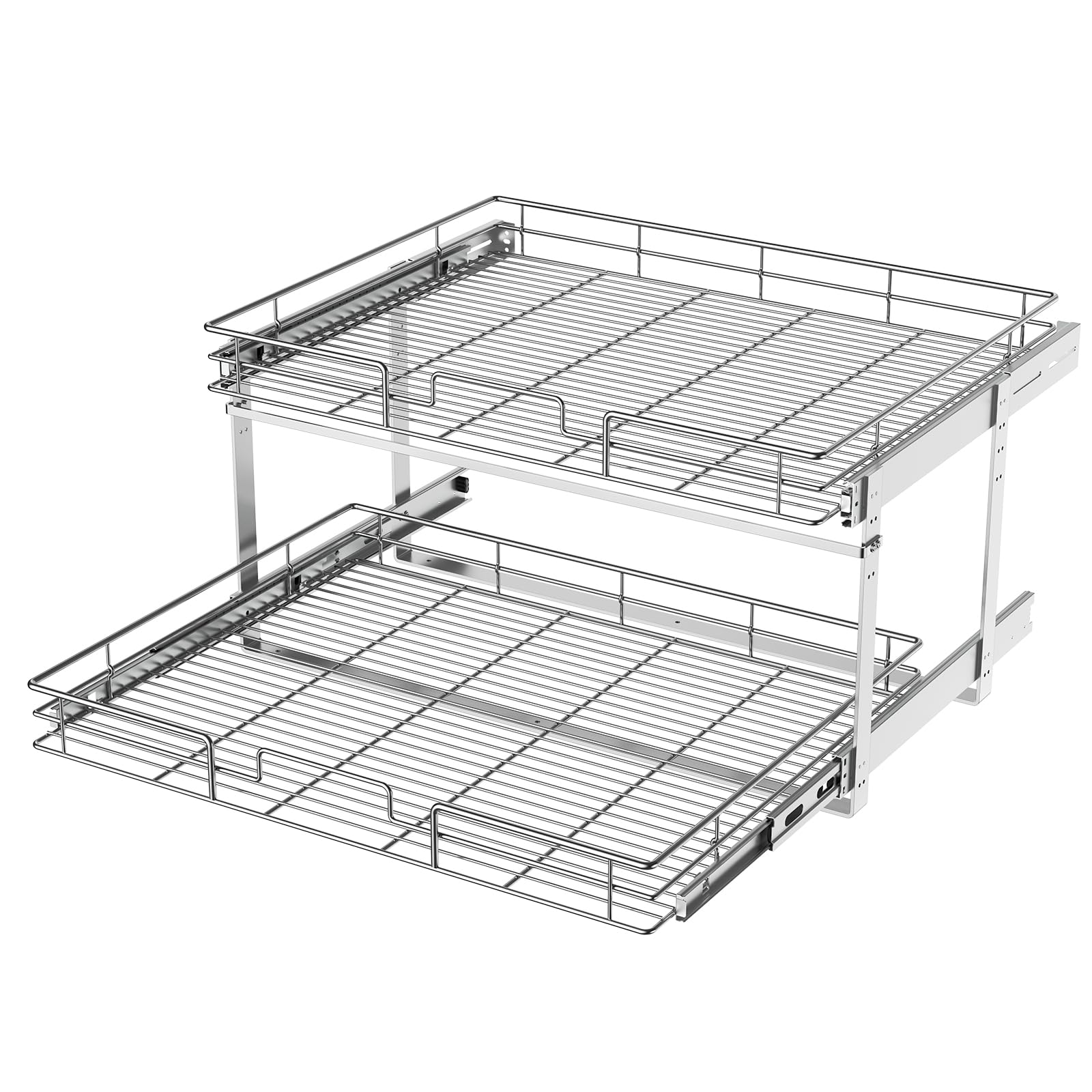 LOVMOR 2 Tier 28W x 21D, Individual Pull Organizer Kitchen Cabinet Storage Sliding Shelves