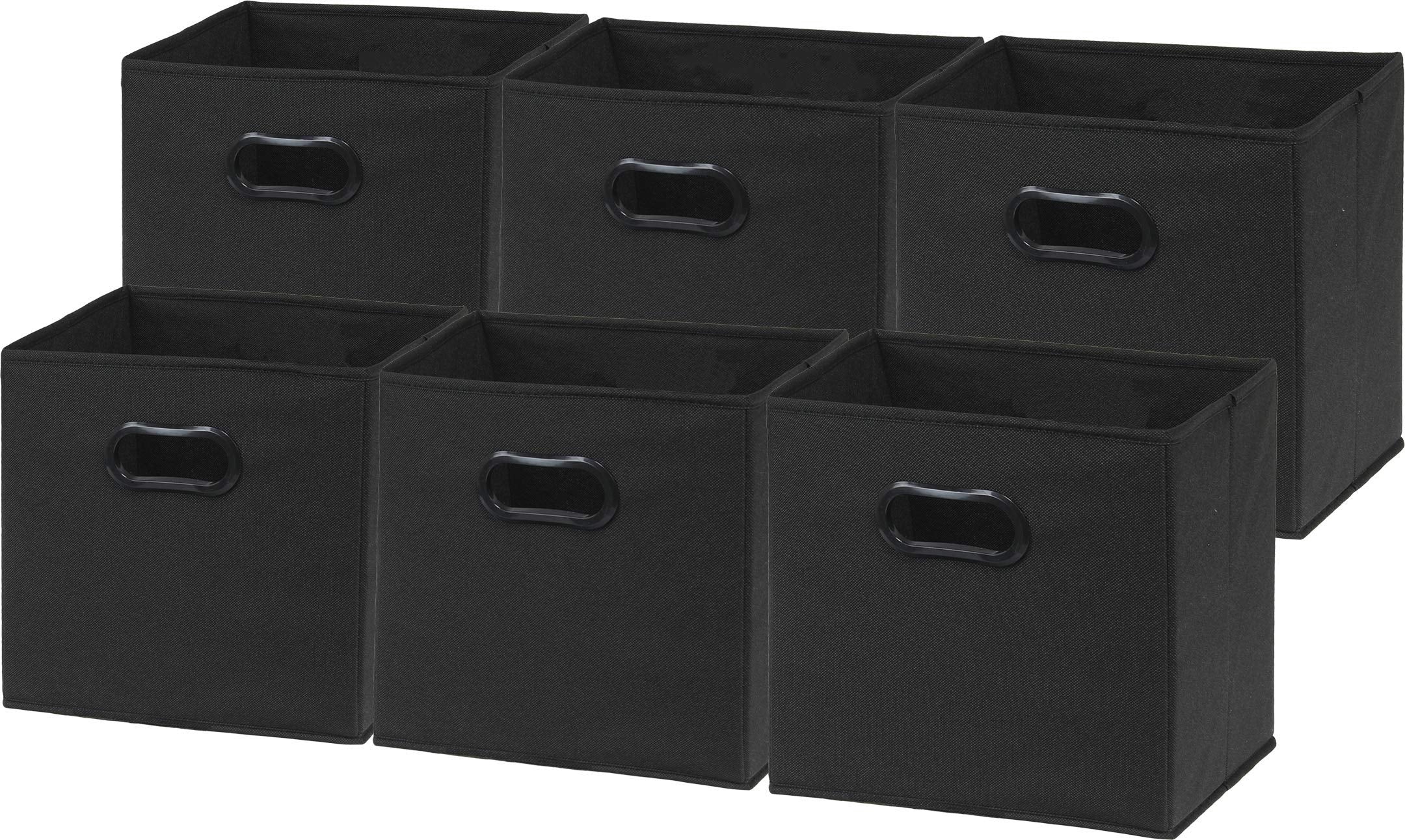 6 Pack - Simplehouseware Foldable Cube Storage Bin With Handle, Black