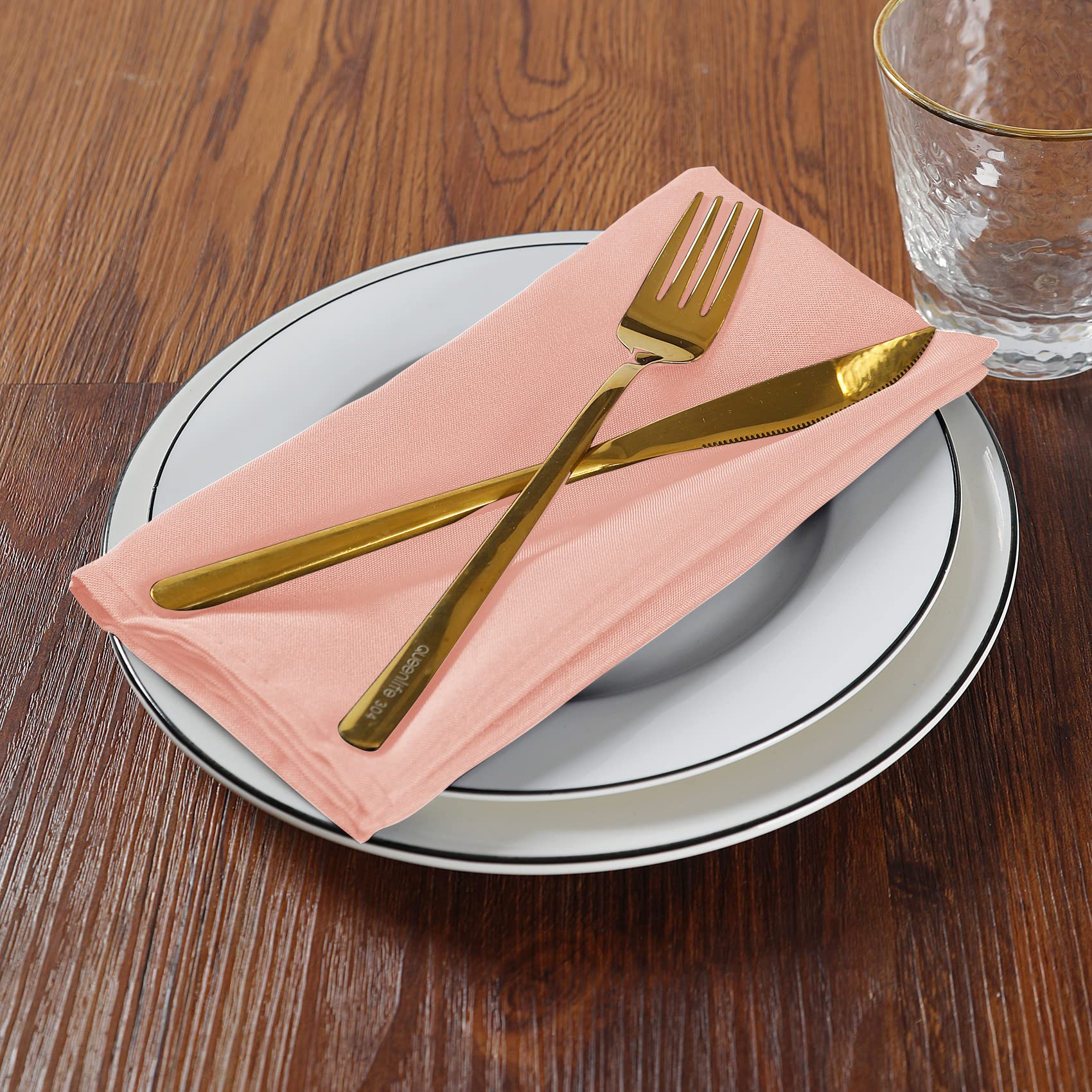 Cloth Napkins 20X20 Inch Washable Polyester Dinner Napkins Soft Table Napkins For Wedding Party Dining Banquet(Dusty Pink,12Pcs)