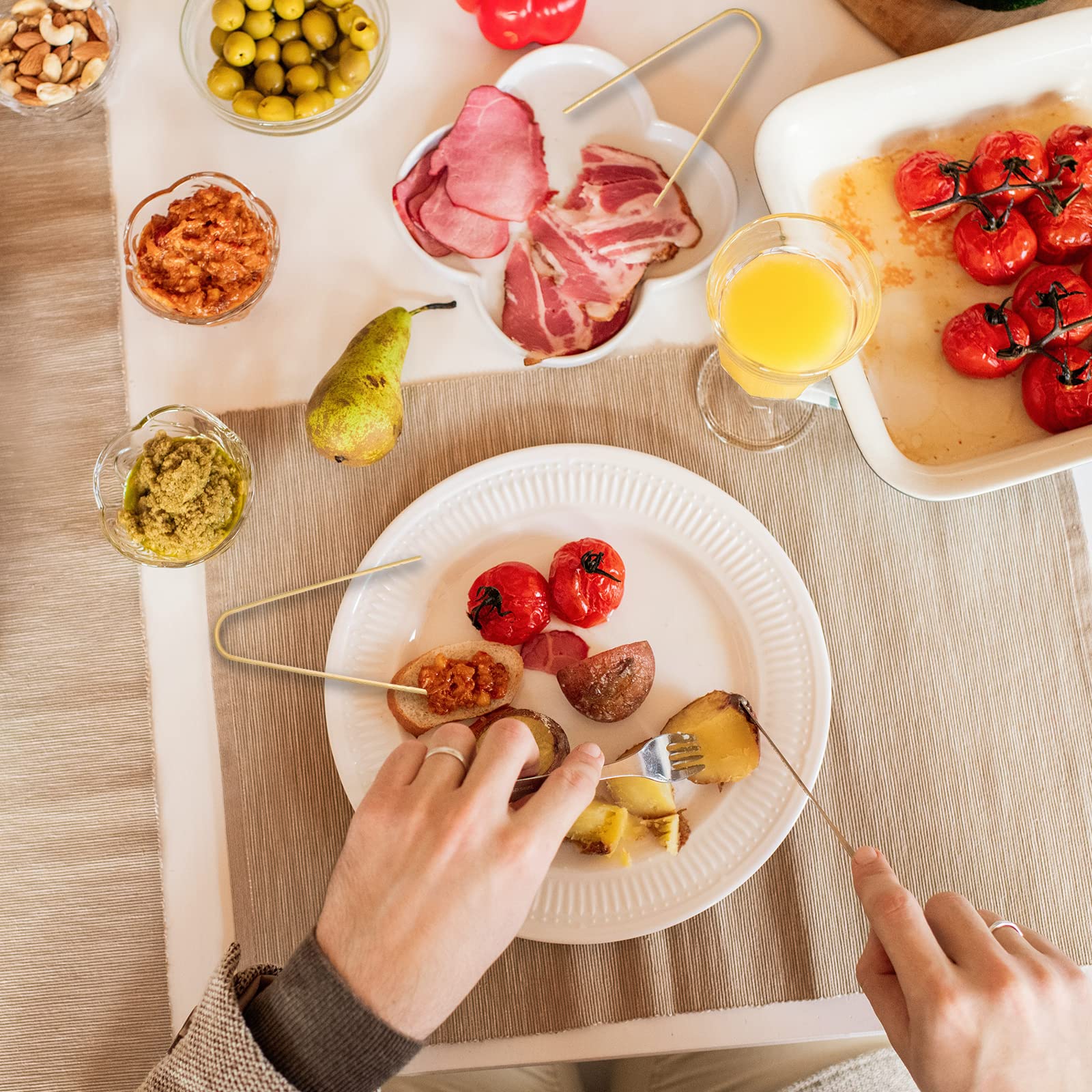 Luter 20 Pieces 9 Cm Bamboo Tongs Disposable Kitchen Utensils Bread Tongs Natural Bread Tongs For Fruits Tea Toast Cooking