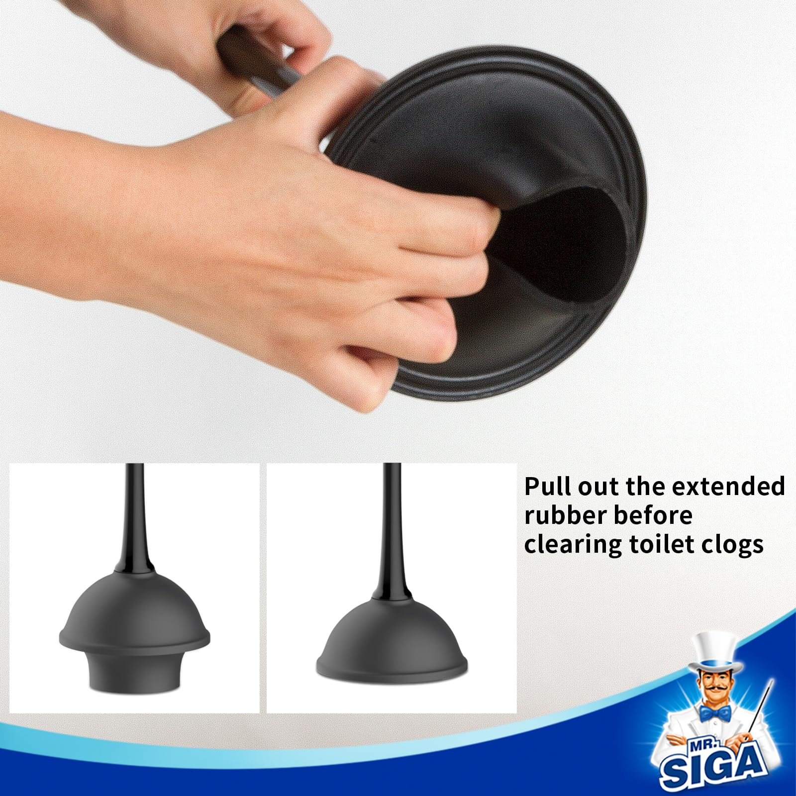 MR.SIGA Toilet Plunger and Bowl Brush Combo for Bathroom Cleaning  Black  1 Set
