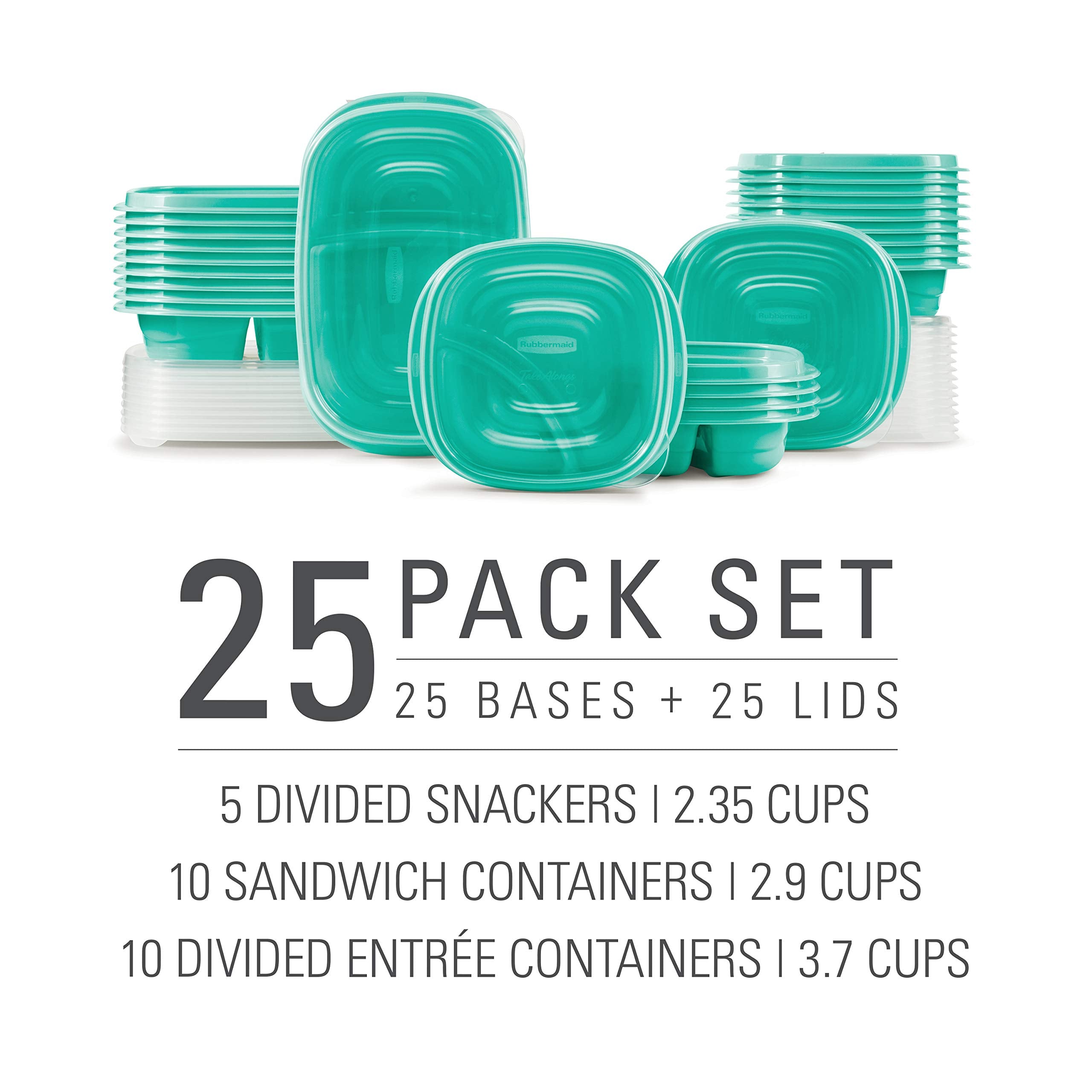Rubbermaid 50-Piece Food Storage Containers Set With Lids, Teal Splash - Perfect For Lunch, Meal Prep, Leftovers & More - Top Ra