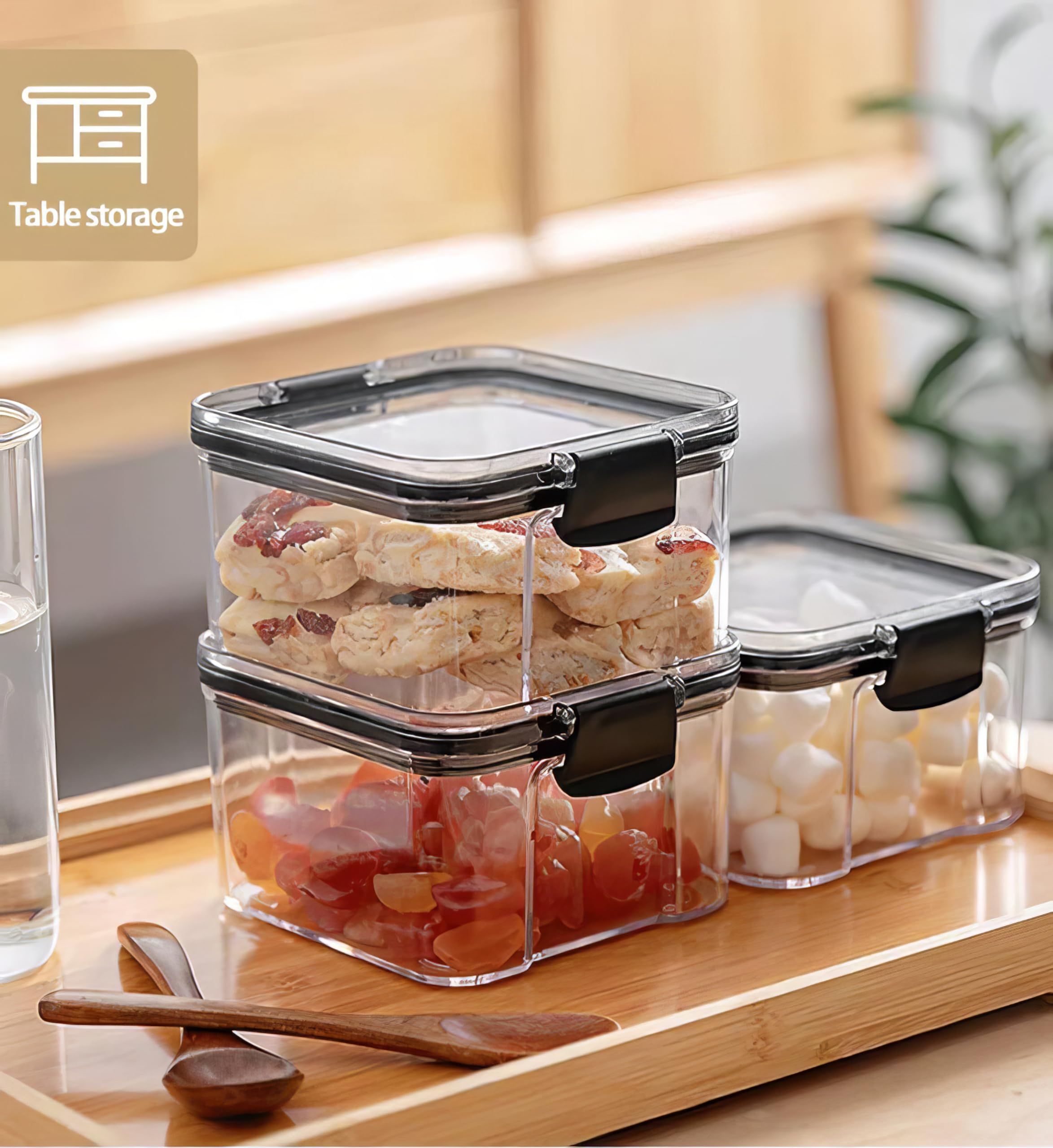 Kwer 400Ml Air Tight Container Set For Home Kitchen Items Storage Containers Set Food Containers (Plastic, Pack Of 12), Black