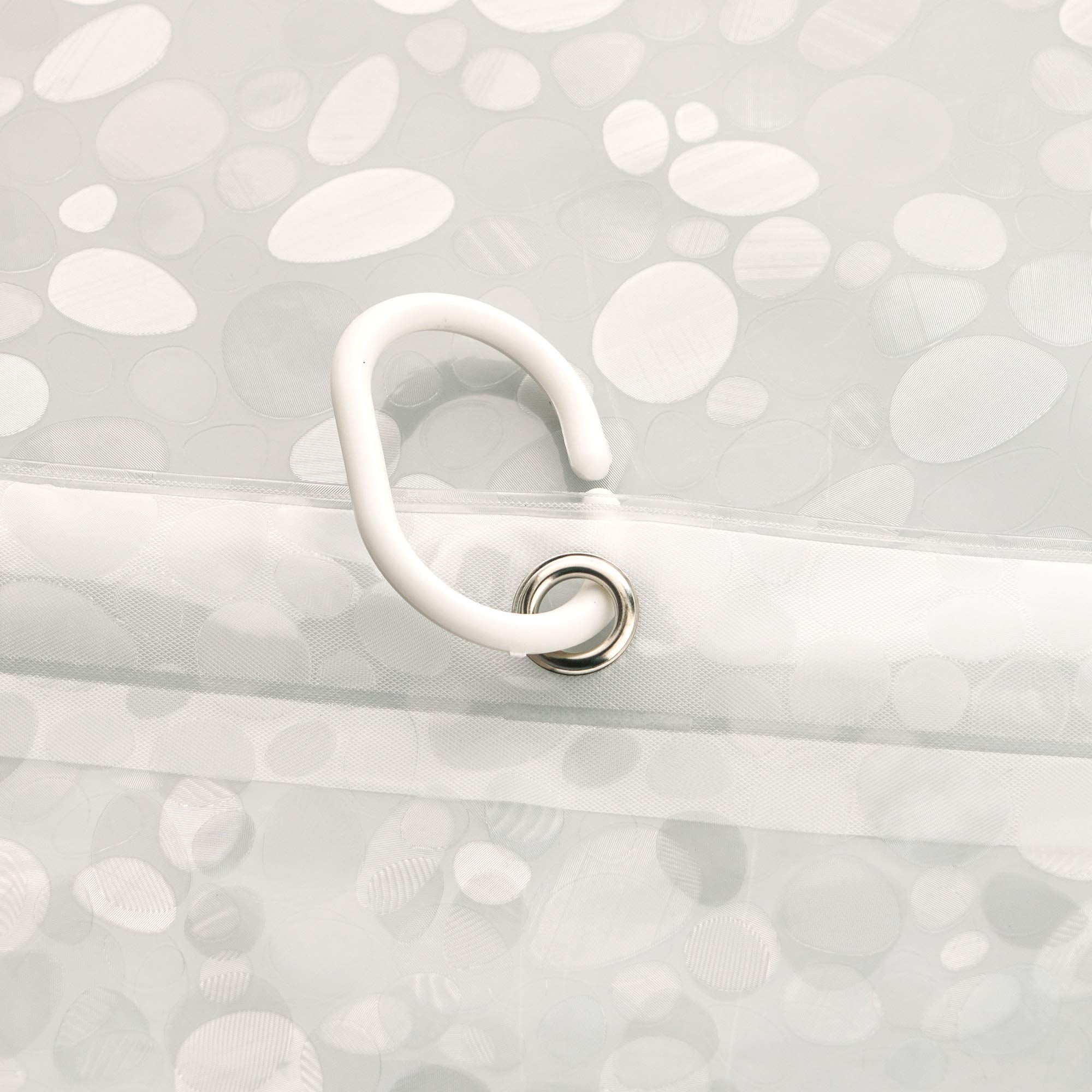 AooHome Extra Long Eva Shower Curtain Liner  Heavy Duty Shower Curtain Cobblestone Patten with Bottom Magnets  Semi Transparent  72W x 86L inch