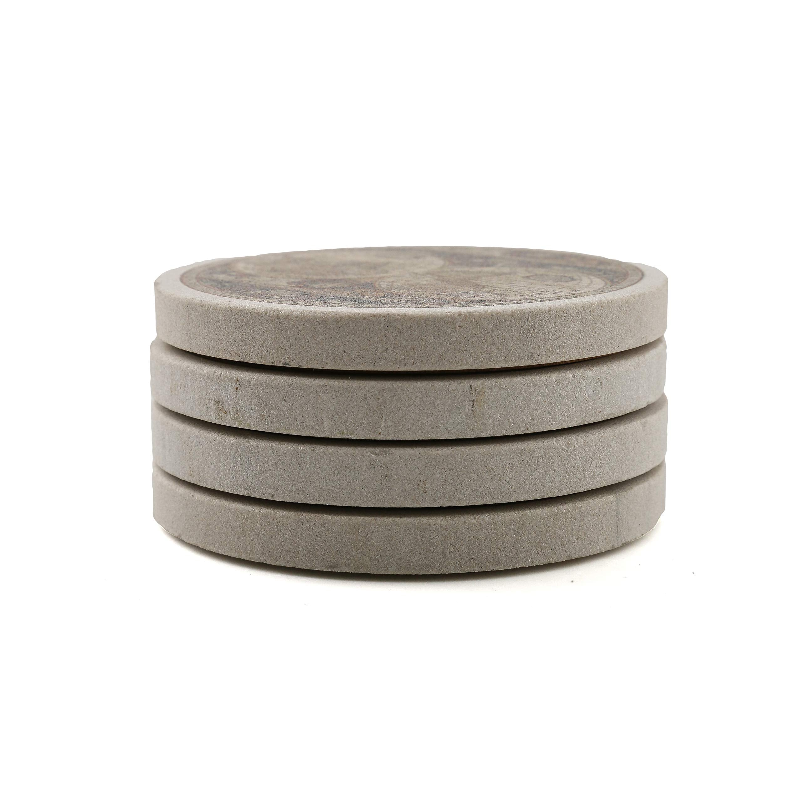 Thirstystone Old World Passages Natural Sandstone Coaster 4 Pack Eco-Friendly  Absorbent  Easily Wipes Clean