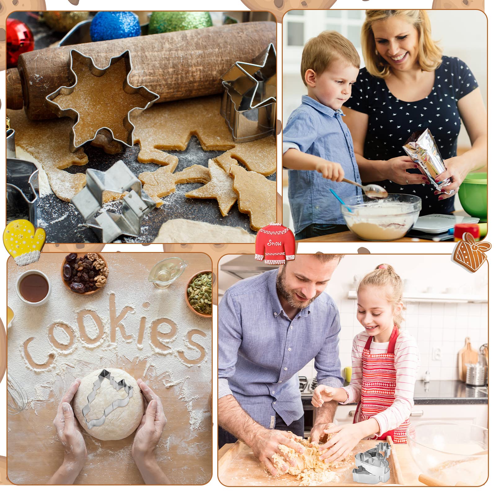 12 Pieces Winter Cookie Cutters Snowflake Cookie Cutters Cookie Cutters Set Coffee Mug Hot Cocoa Sweater Hat Mitten Cookie Cutte