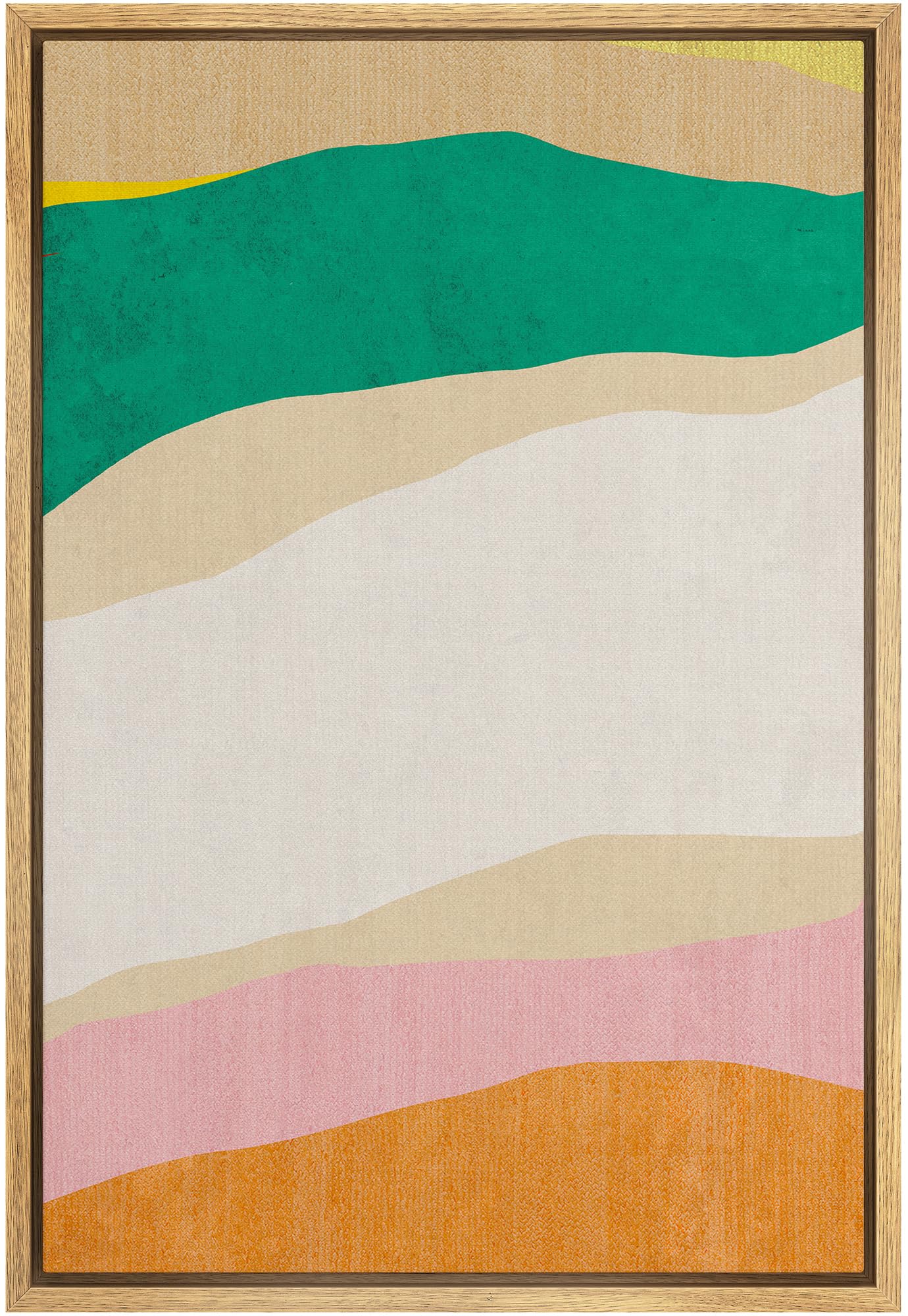 Signford Framed Canvas Print Wall Art Sage Green Blush Pink Paint Strokes Abstract Geometric Illustration Minimalism Decorative