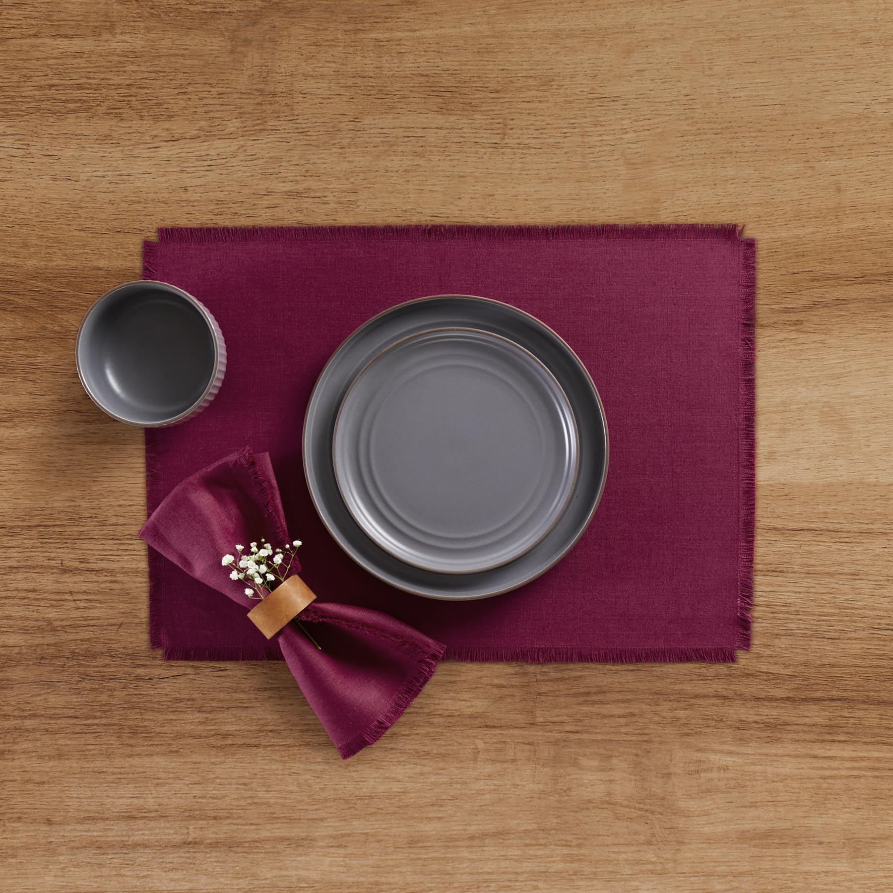 Solino Home Fringe Linen Dinner Napkins 20 X 20 Inch - 100% Pure Linen Beet Cloth Napkins Set Of 4 - Handcrafted And Machine Was