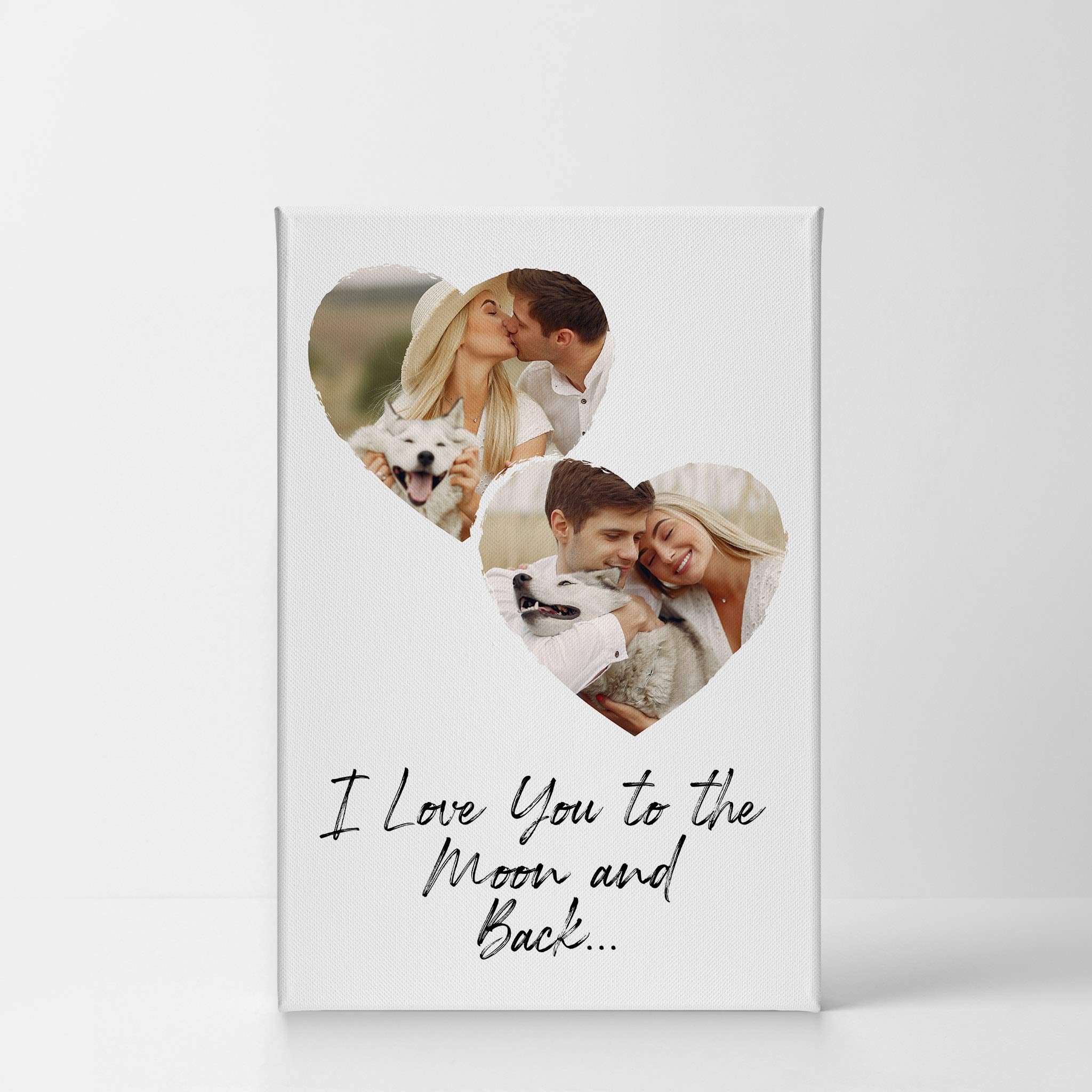 Smile Art Design Custom Photo Print Canvas Print with Your Photos Personalized Photo Upload 2 Images Collage Picture Heart Shape with Quote Couple Personalized Gift Wedding Gift Decor - 22x15 inches