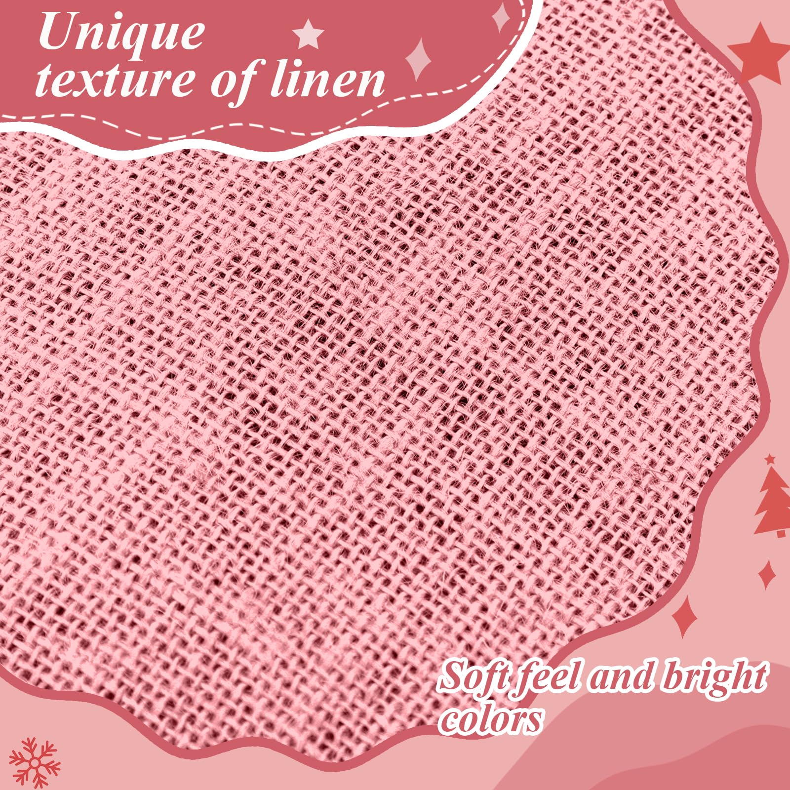 Syhood 30 Inch Christmas Tree Skirt Xmas Pink Linen Burlap Tree Skirt Base Cover with Pom Trim for Xmas Winter Home Decorations