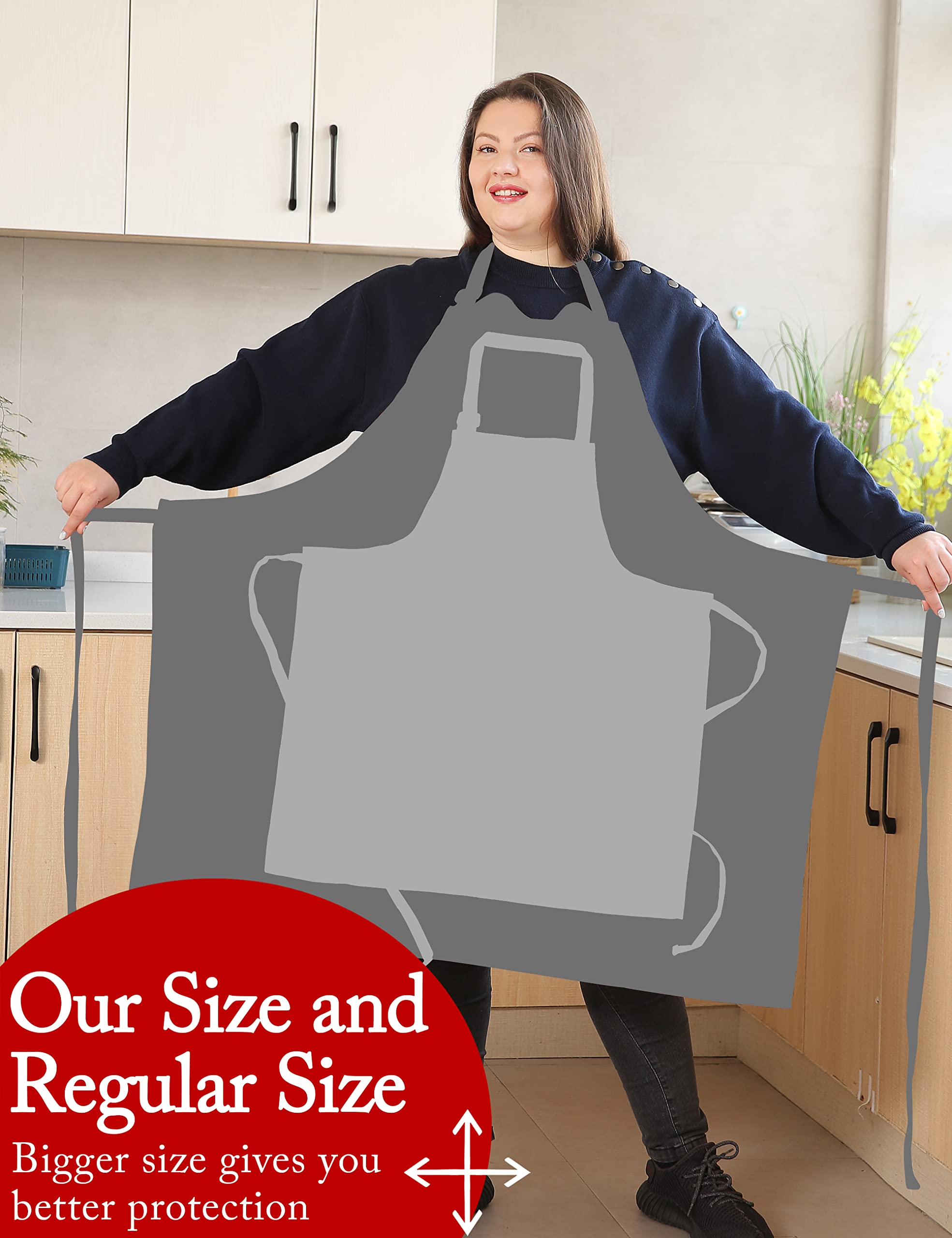 Cotton Linen Baking Plus Size Aprons For Women With Pockets Kitchen Cooking 2X-3X Pistil Petal