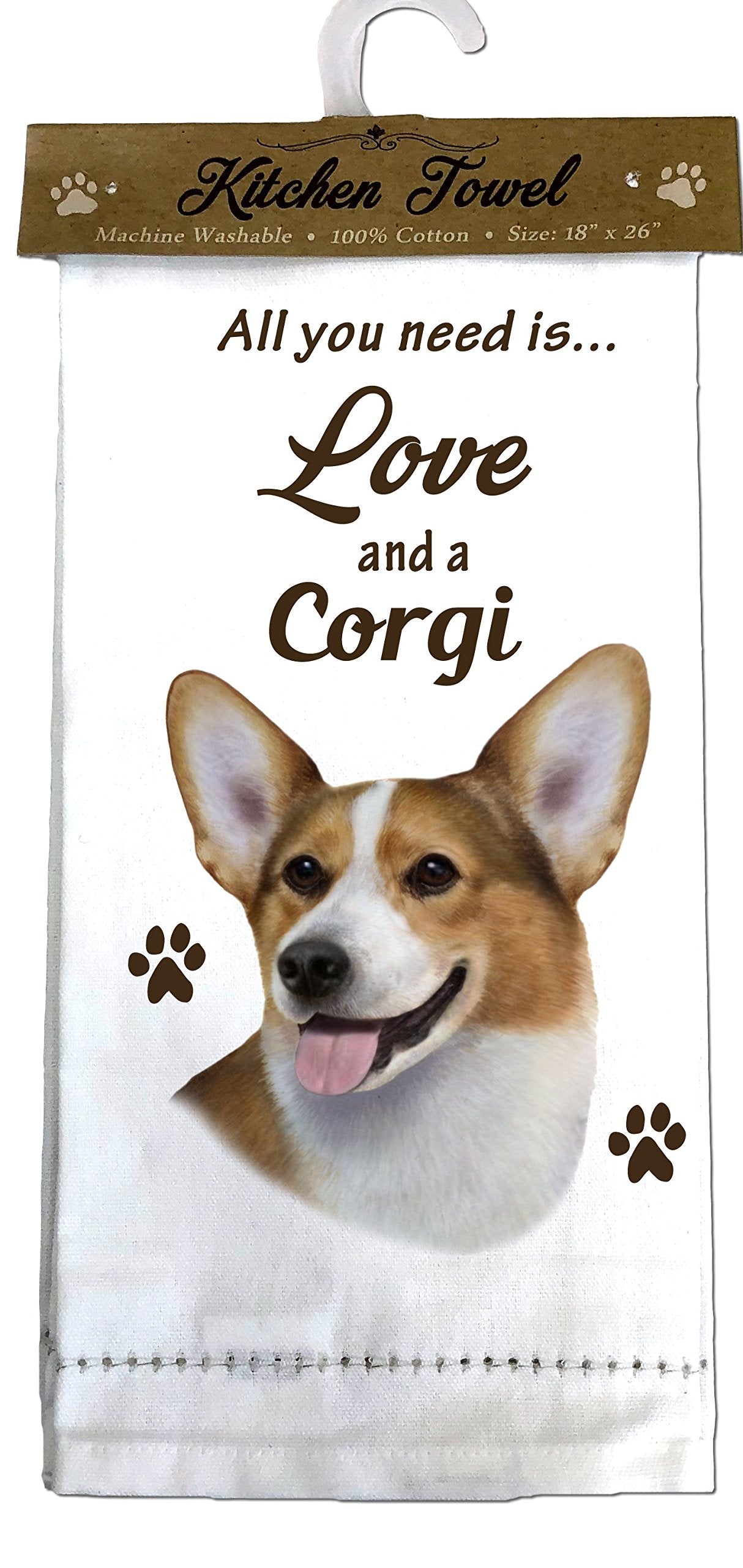 E&S Pets Welsh Corgi Kitchen Towels, Off-White