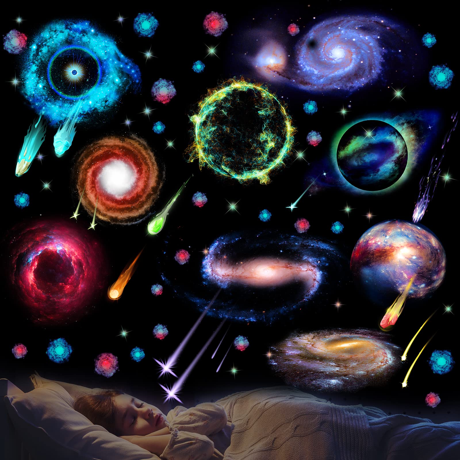 Glow In The Dark Stars For Ceiling Wall Stickers Galaxy Star Stickers Glow In The Dark Self-Adhesive Glow In The Dark Wall Stick