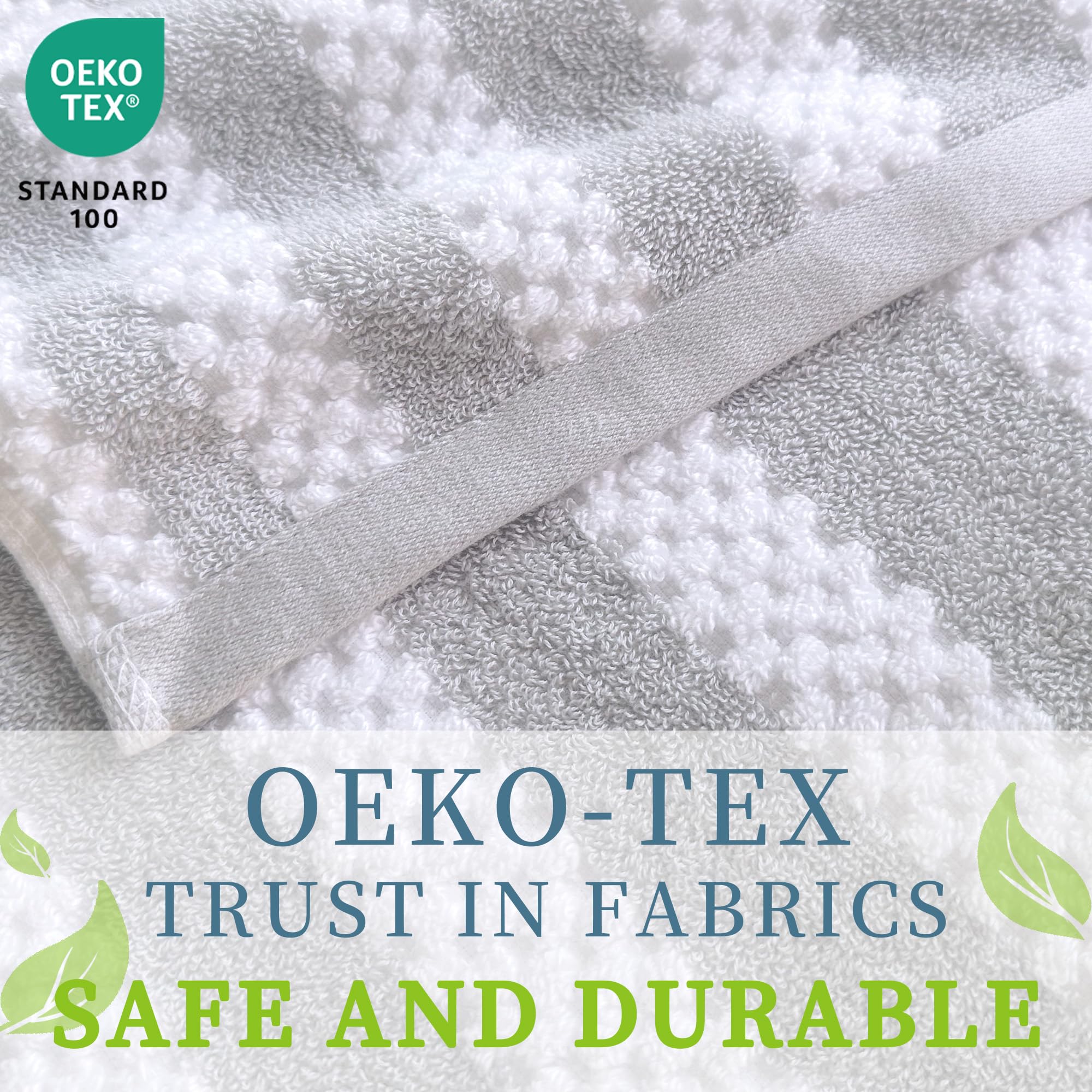 Bathroom Hand Towels, 4Pc 16''X27'' - 100% Cotton | Soft | Quick Dry | Absorb | Lightweight, Waffle Bathroom Hand Towels, Stripe