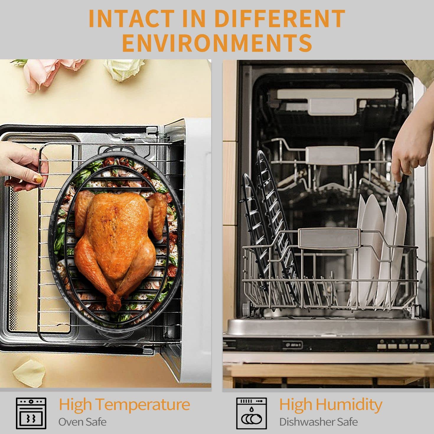 JY COOKMENT Cooling Roasting Rack, Metal, PTFE Free, 10x6.5in, Black, Model JY-46, Dishwasher Safe for Cooking, Drying, and
