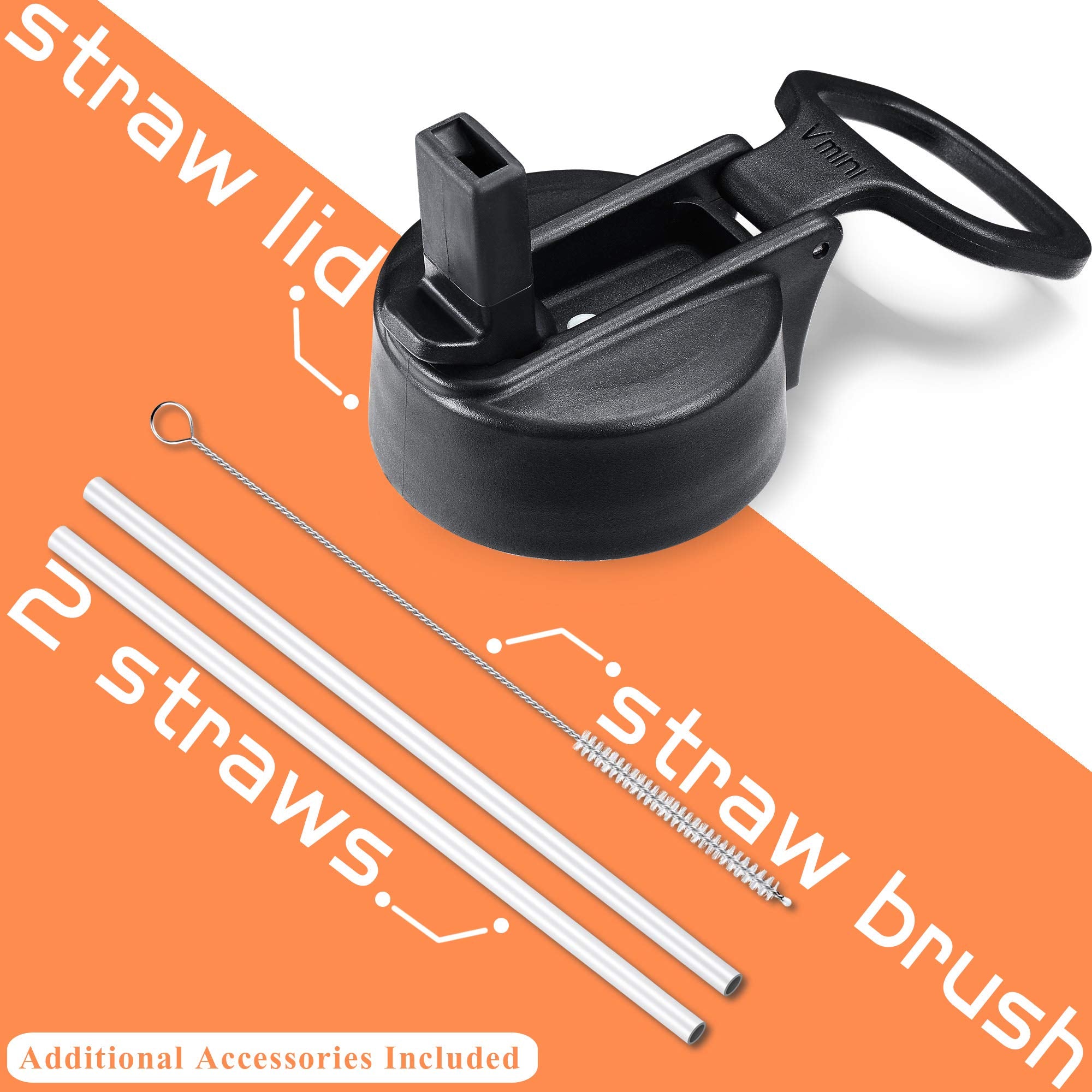 Vmini Water Bottle With Straw, Wide Rotating Handle Straw Lid, Wide Mouth Vacuum Insulated Stainless Steel Water Bottle, Gradien