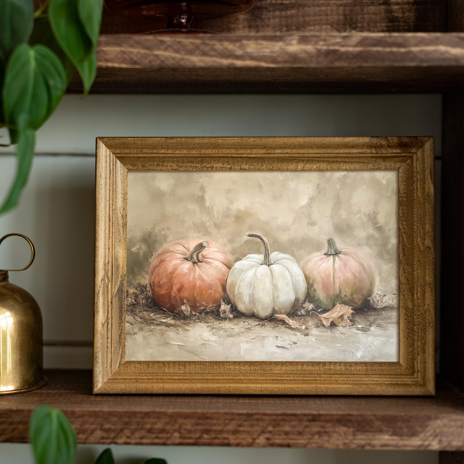 uniro Rustic Autumn Pumpkin Painting Wall Art, Pumpkin Still Life Painting, Rustic Fall Art,Vintage Autumn Wall Print,Halloween